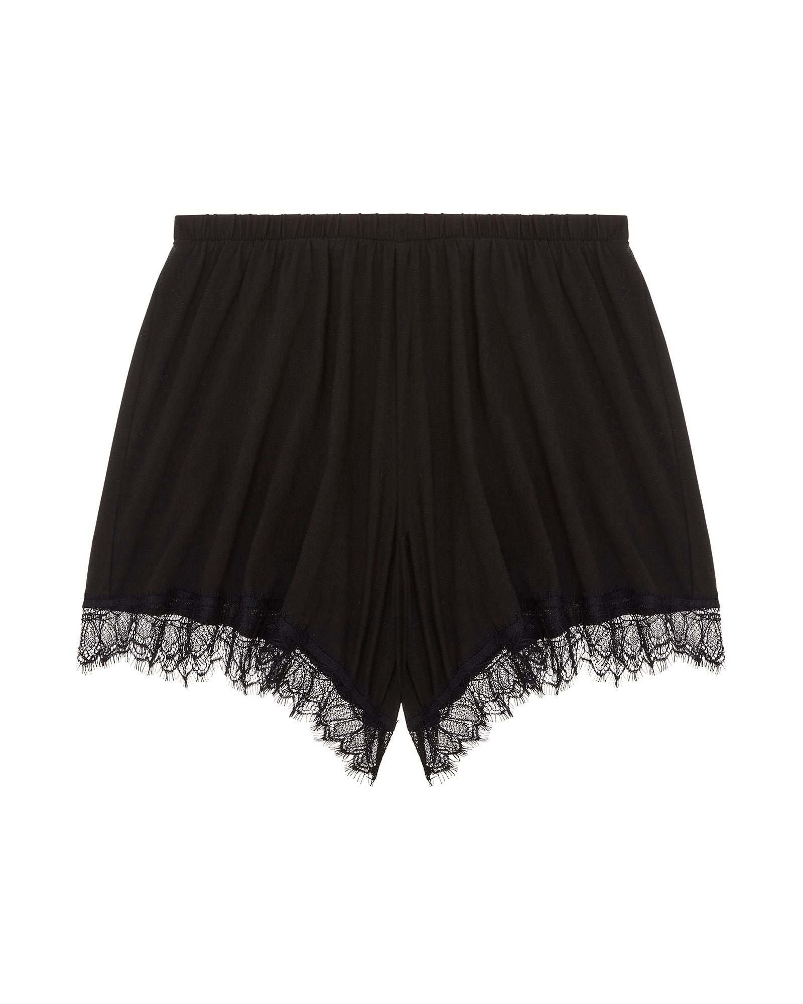 Skin Pima Cotton Short with Lace Trim in black