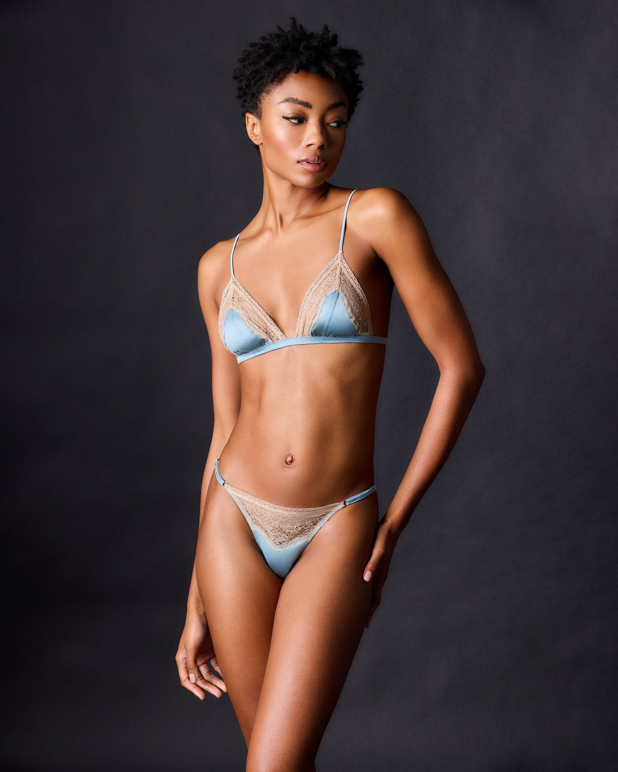 Kiki de Montparnasse Tiered Chiffon Thong in blue