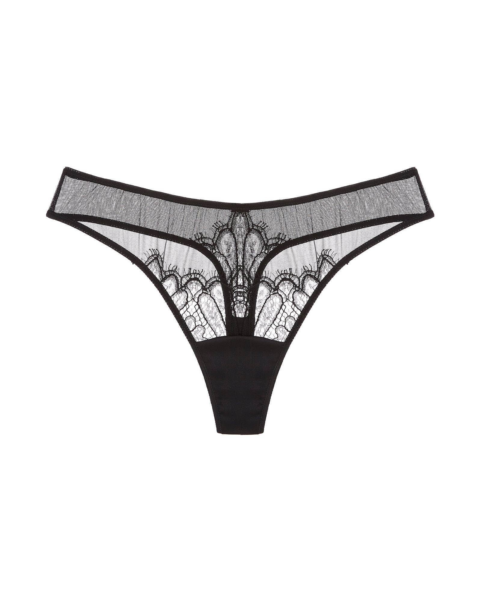 TeAmore Swan Leavers Lace Thong in black