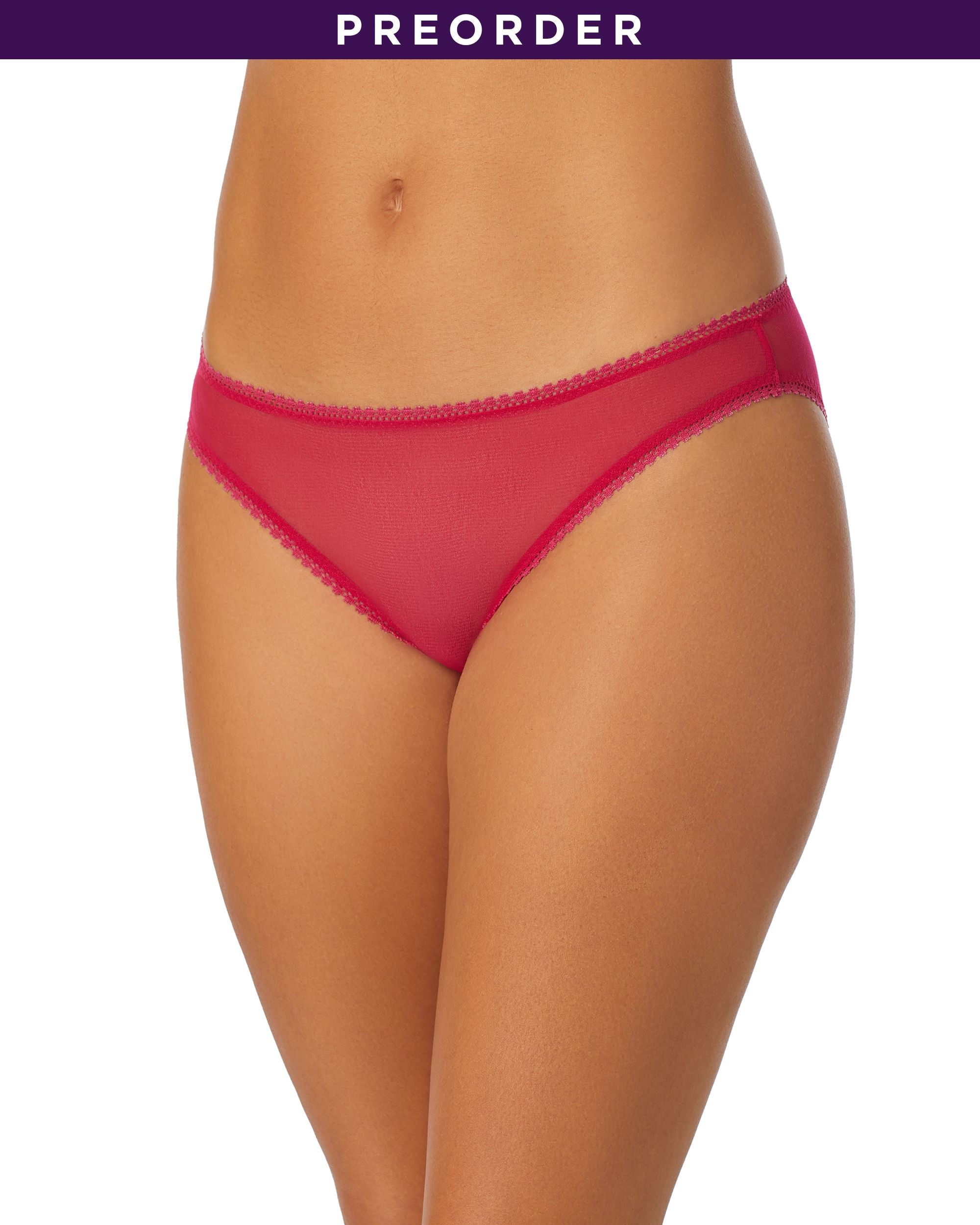 OnGossamer Solid Mesh Hip Bikini in red