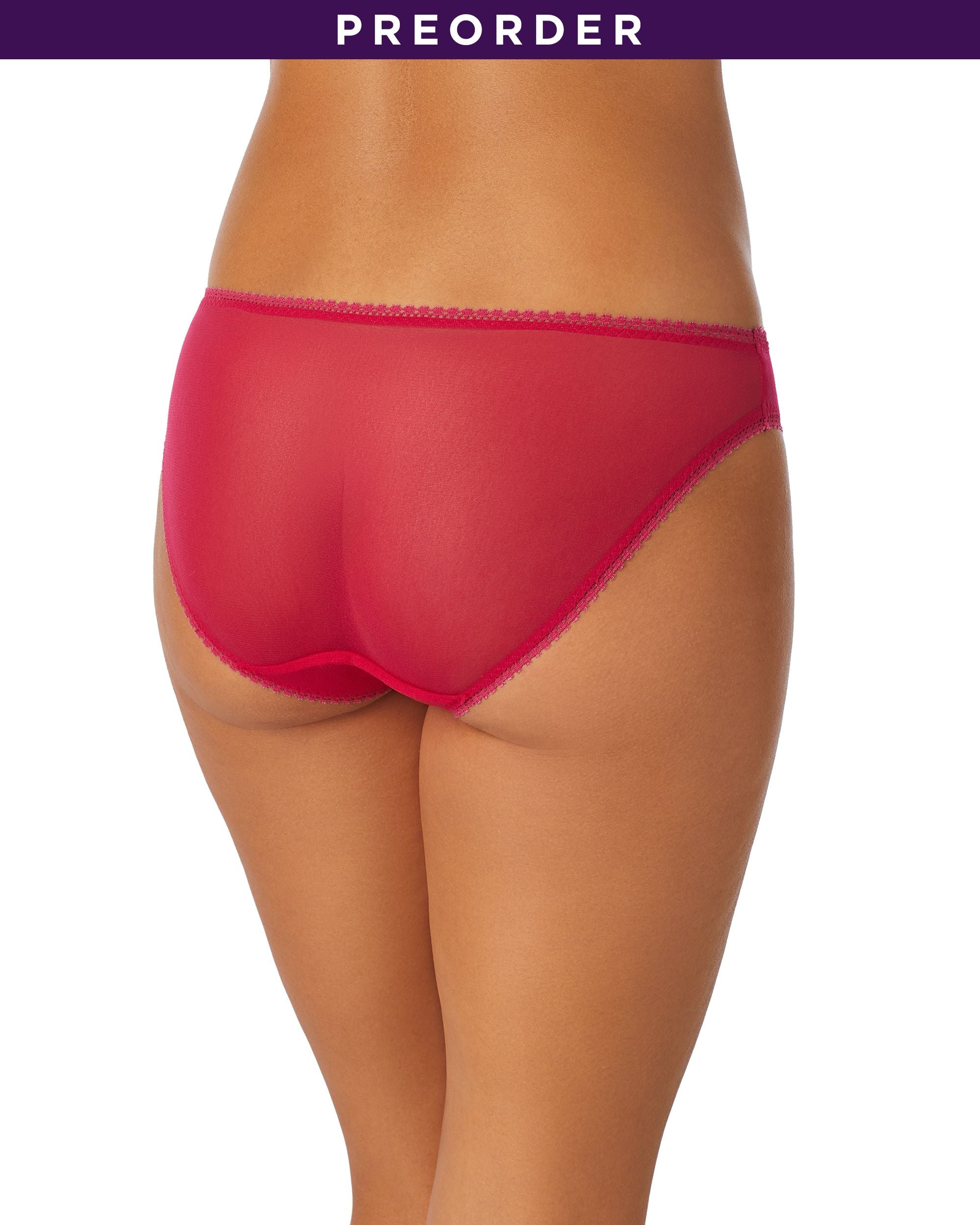 OnGossamer Solid Mesh Hip Bikini in red