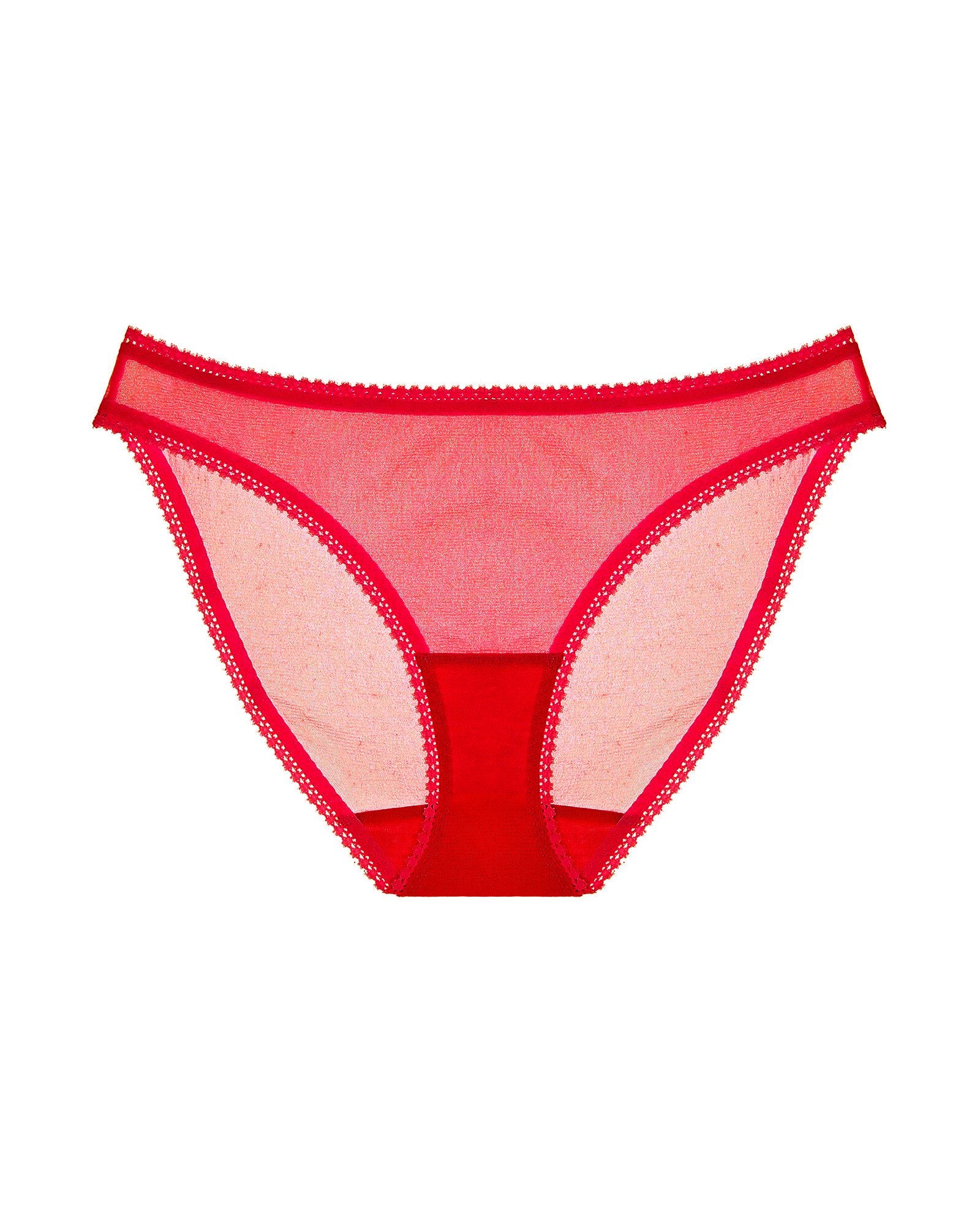 OnGossamer Solid Mesh Hip Bikini in red