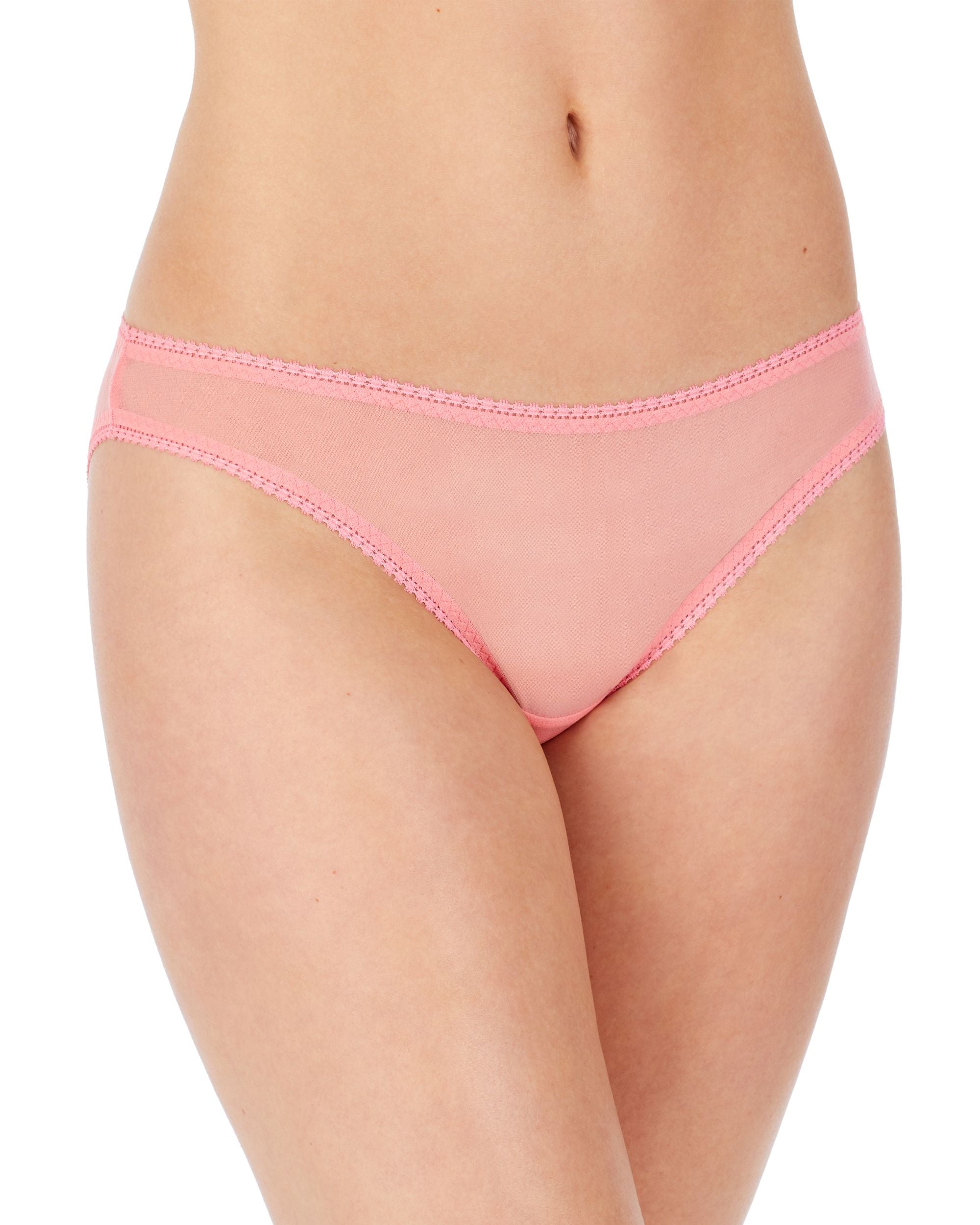 OnGossamer Solid Mesh Hip Bikini in pink