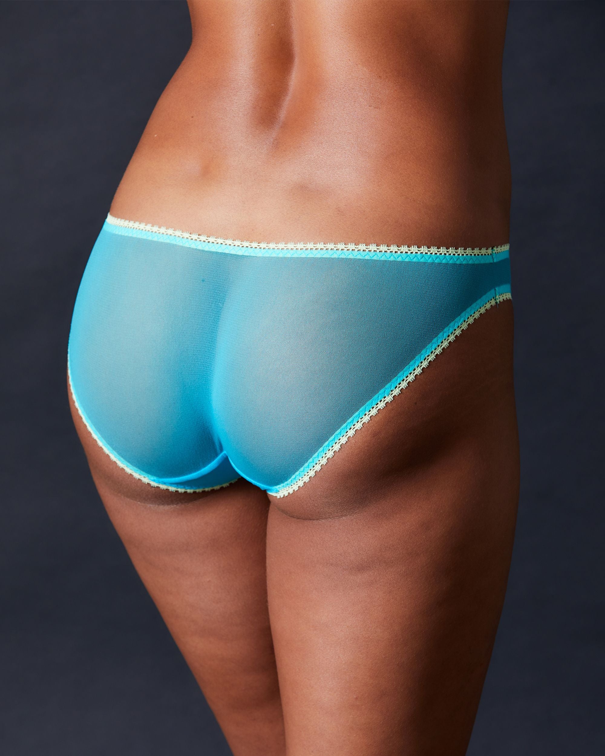 OnGossamer Solid Mesh Hip Bikini in blue