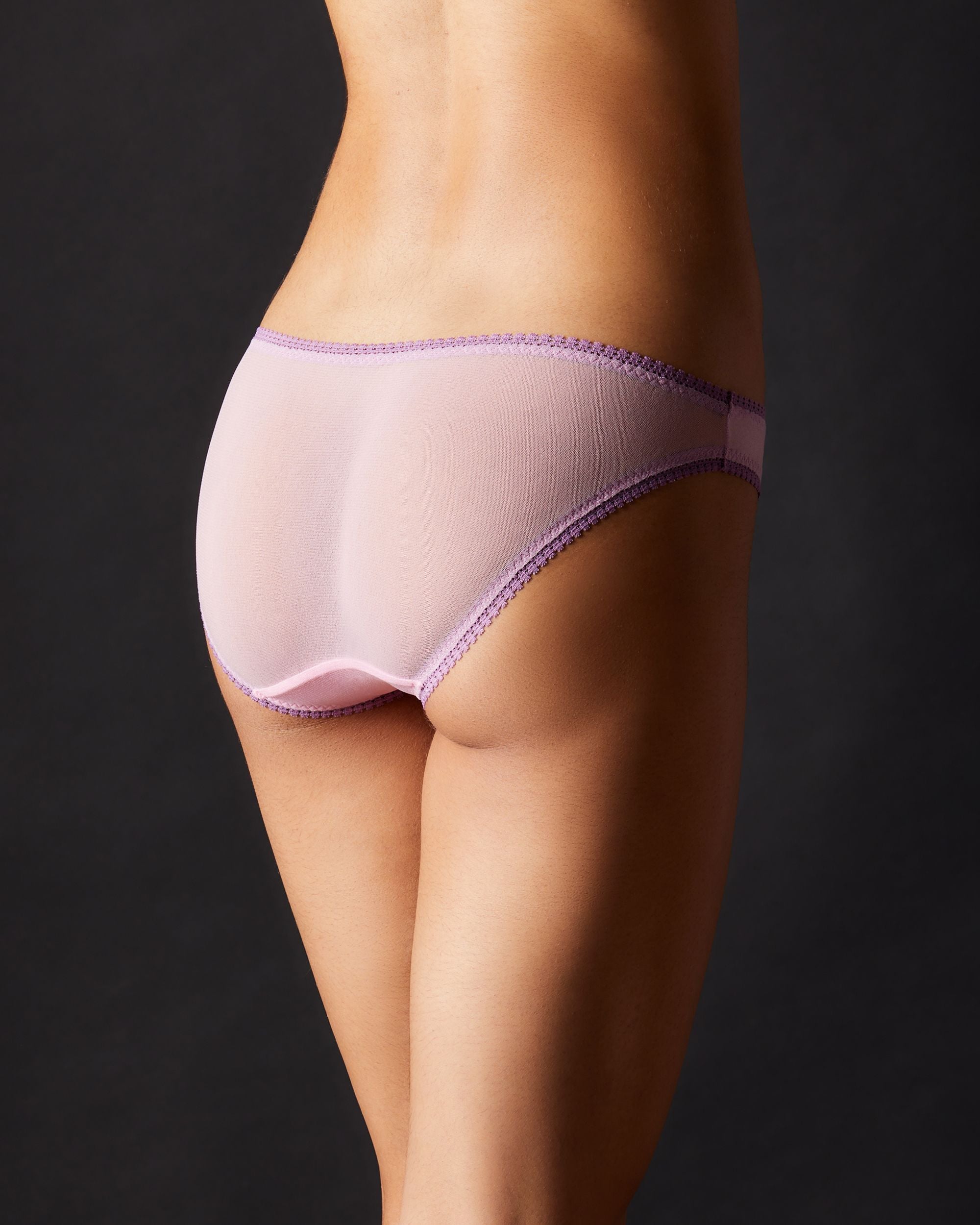 OnGossamer Solid Mesh Hip Bikini in pink