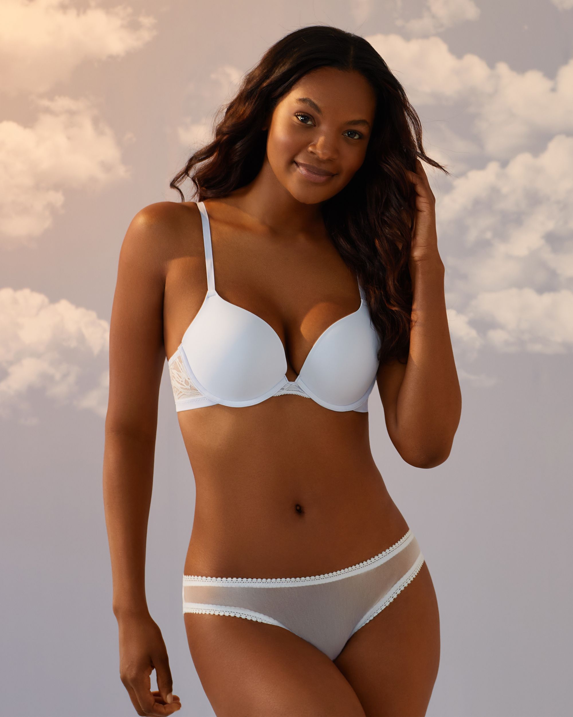 OnGossamer Solid Mesh Hip Bikini in blue