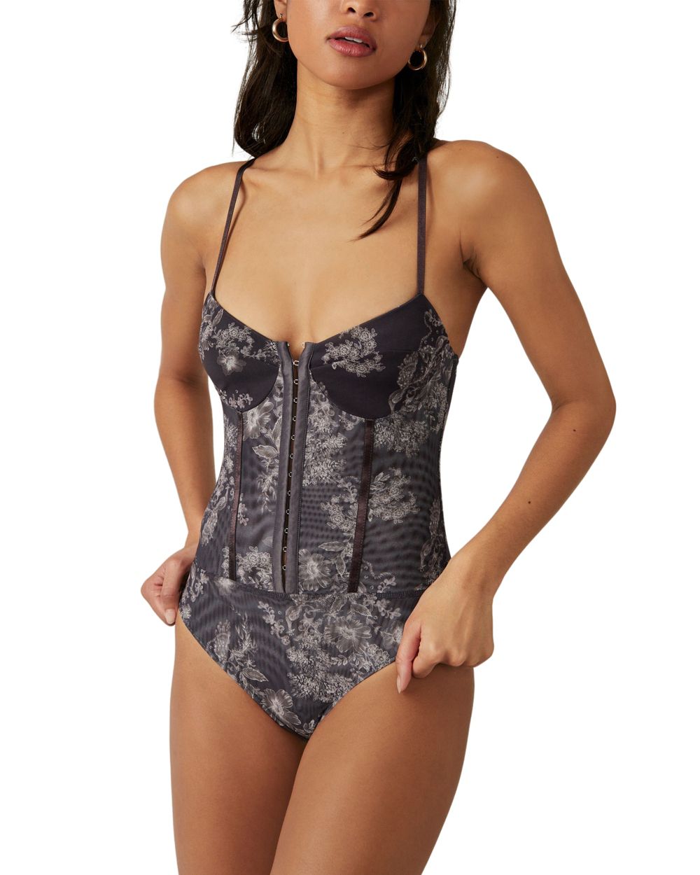 Free People Intimately FP Printed Night Rhythm Bodysuit in brown