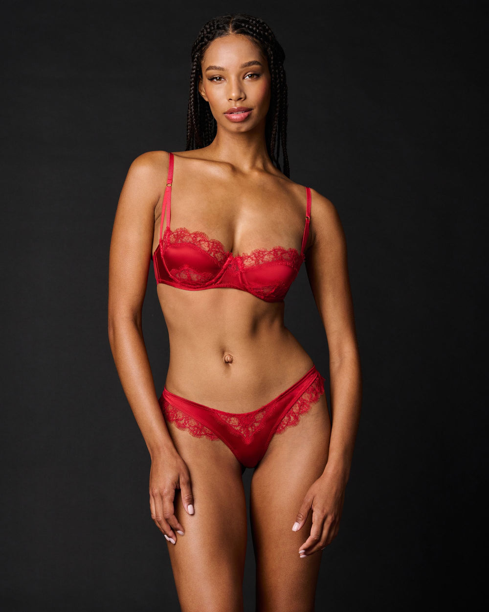 Kiki de Montparnasse Lace Inset Balconette in red