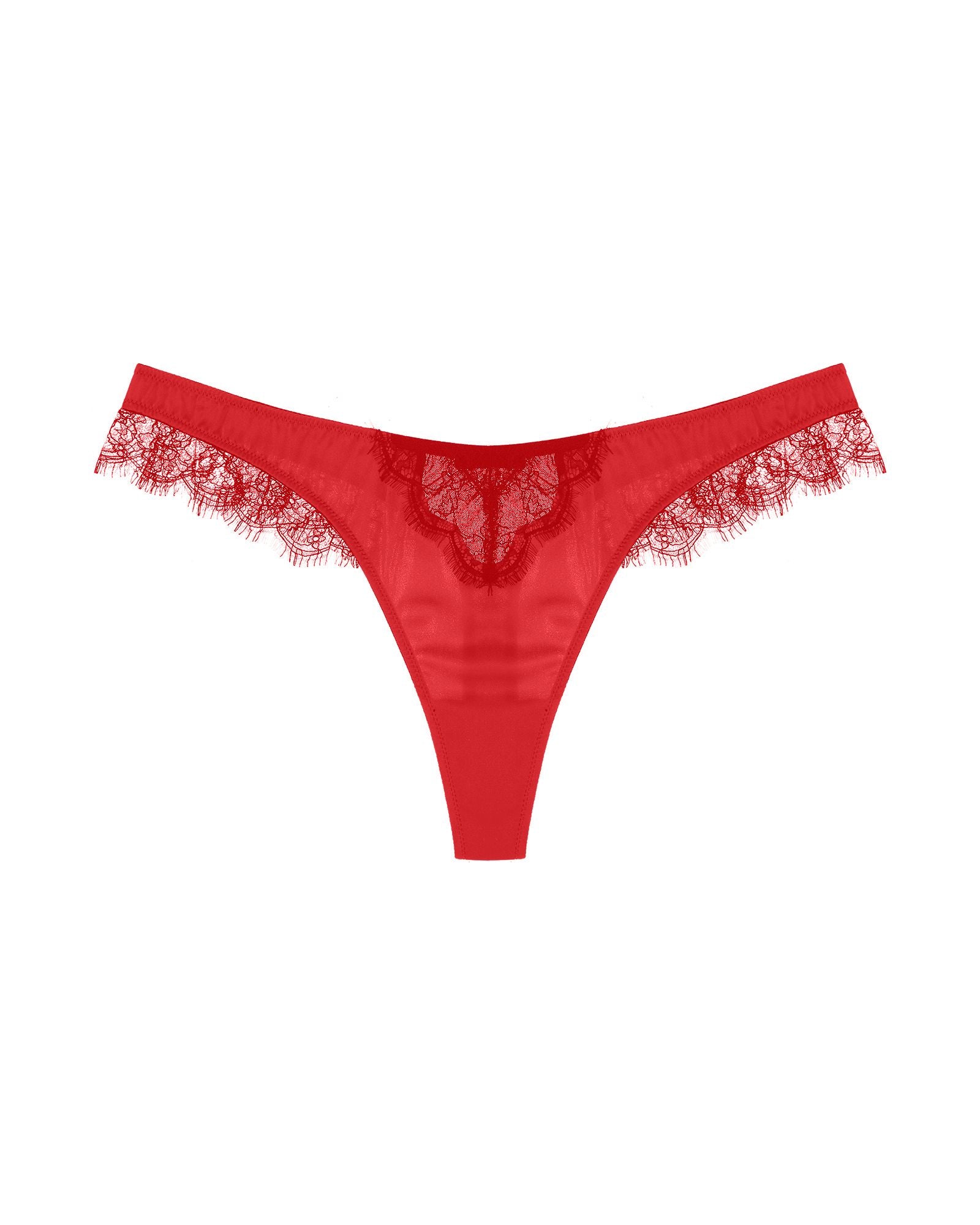 Kiki de Montparnasse Lace Inset Thong in red