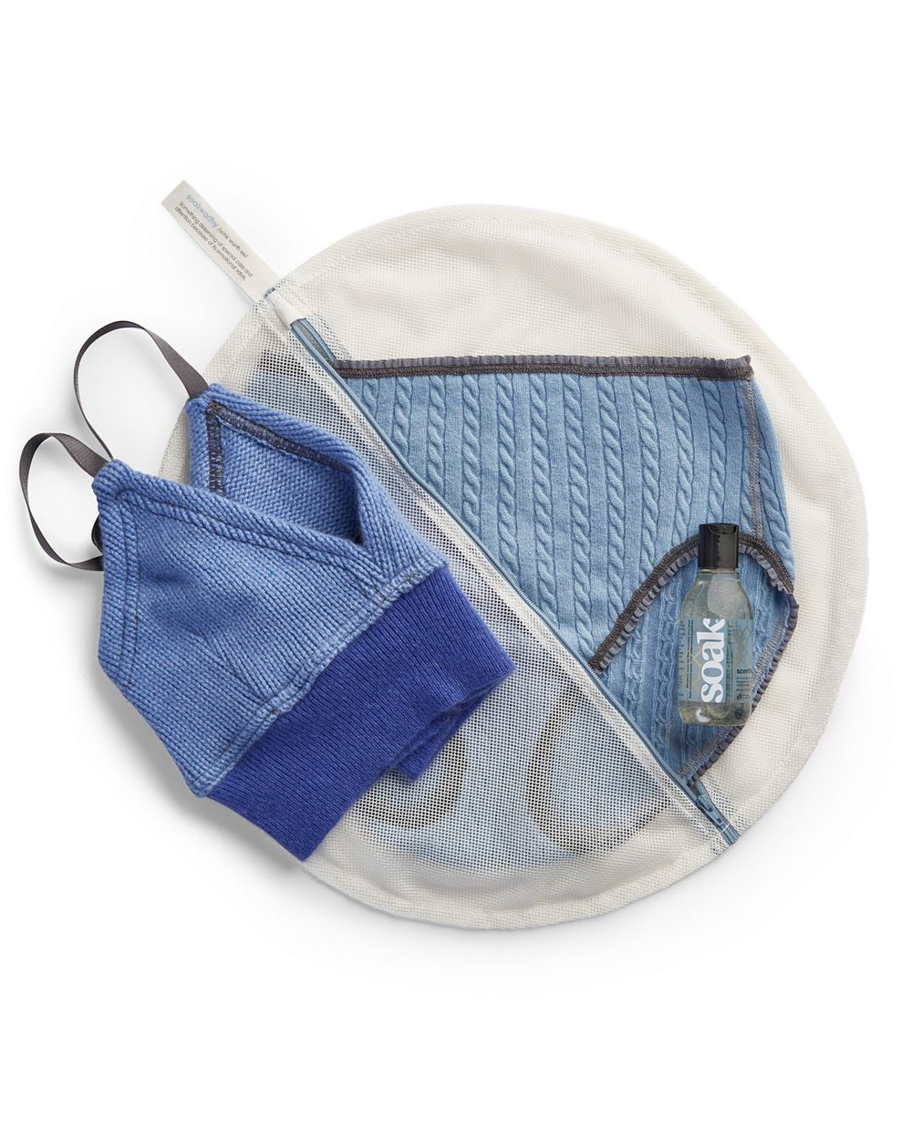 Soak Wash Bag with Travel Size Sensitive Laundry Wash in blue