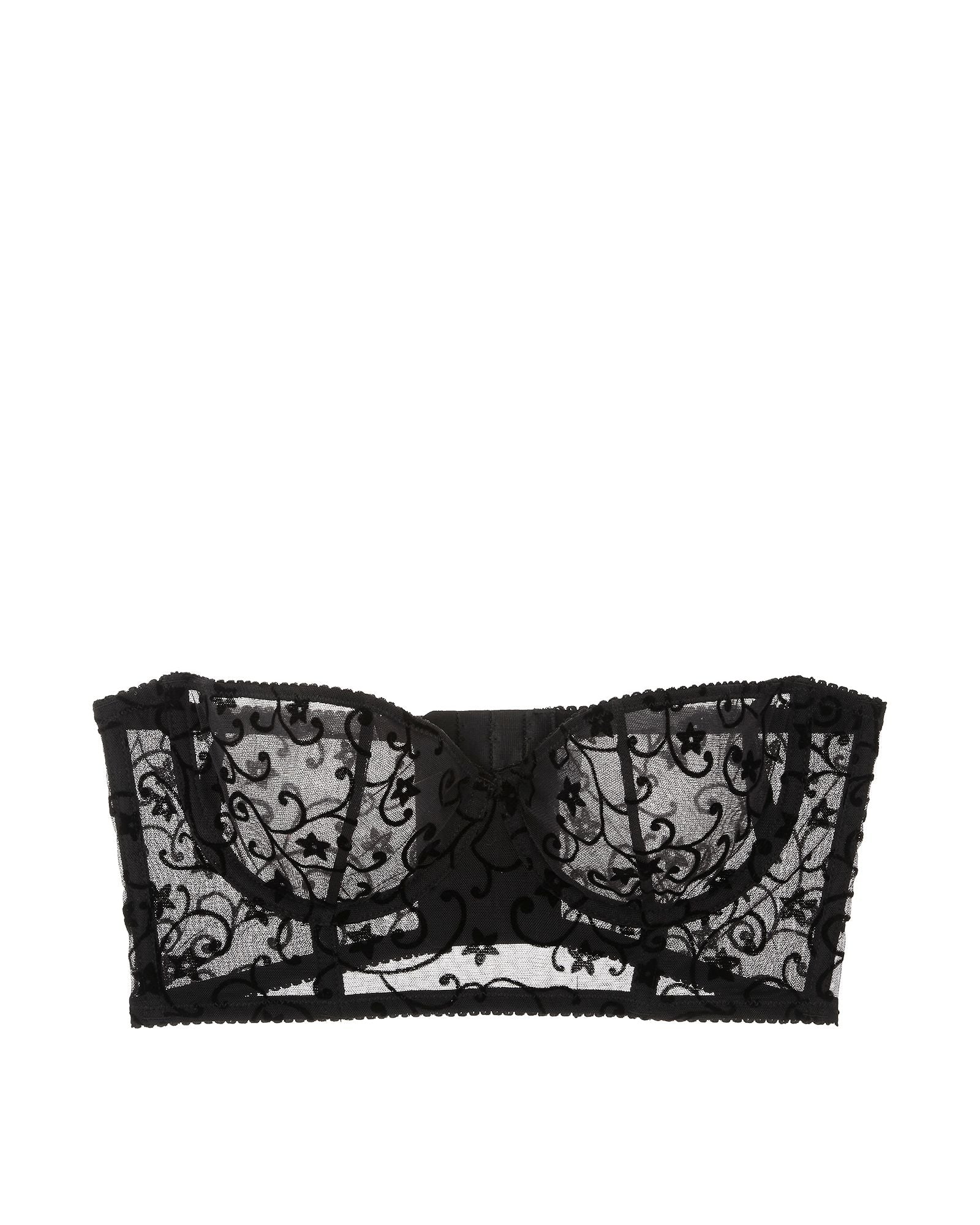 Cosabella Annabelle Flocked Crop Bustier in black