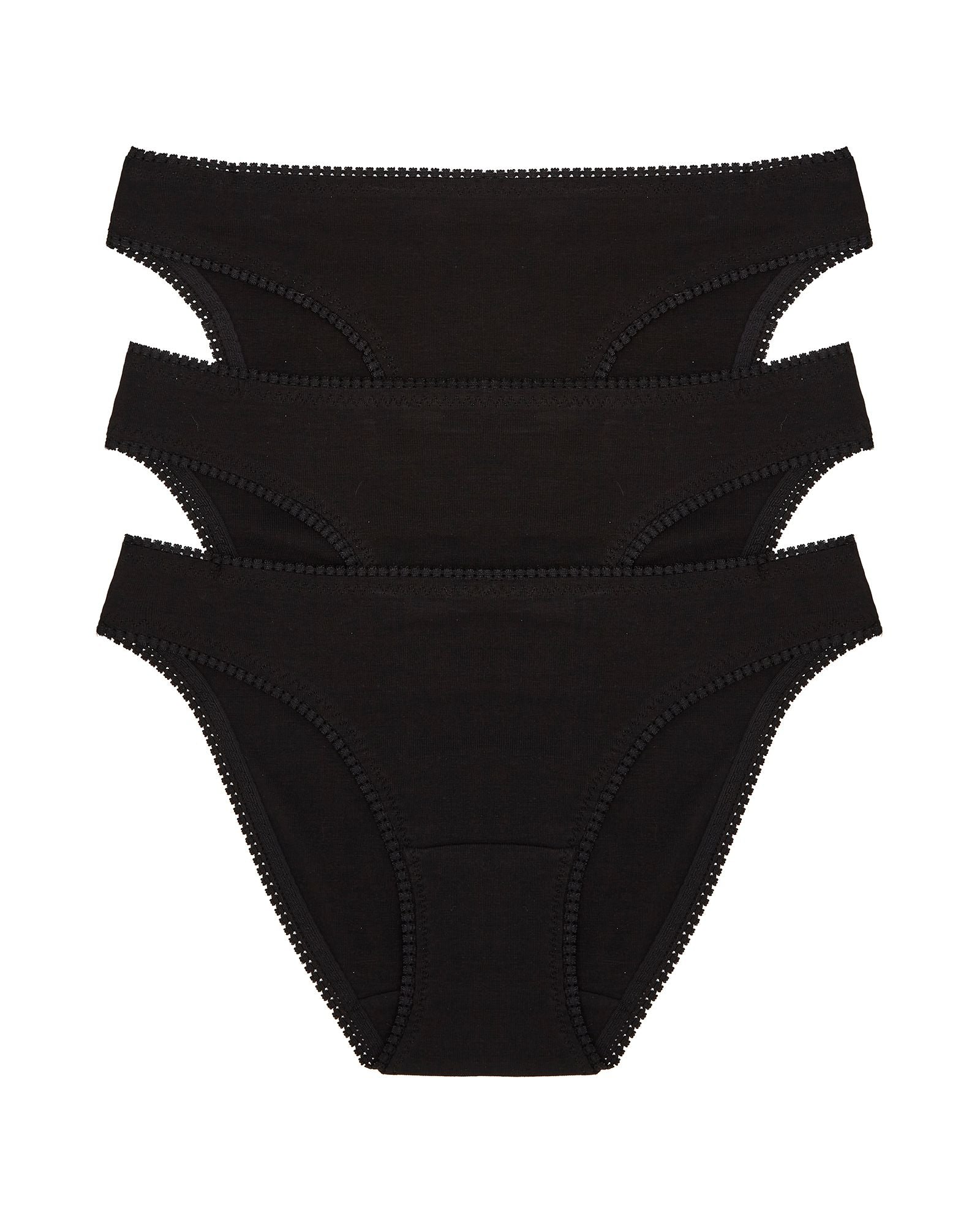 OnGossamer Cabana Cotton Hip Bikini 3 Pack in black