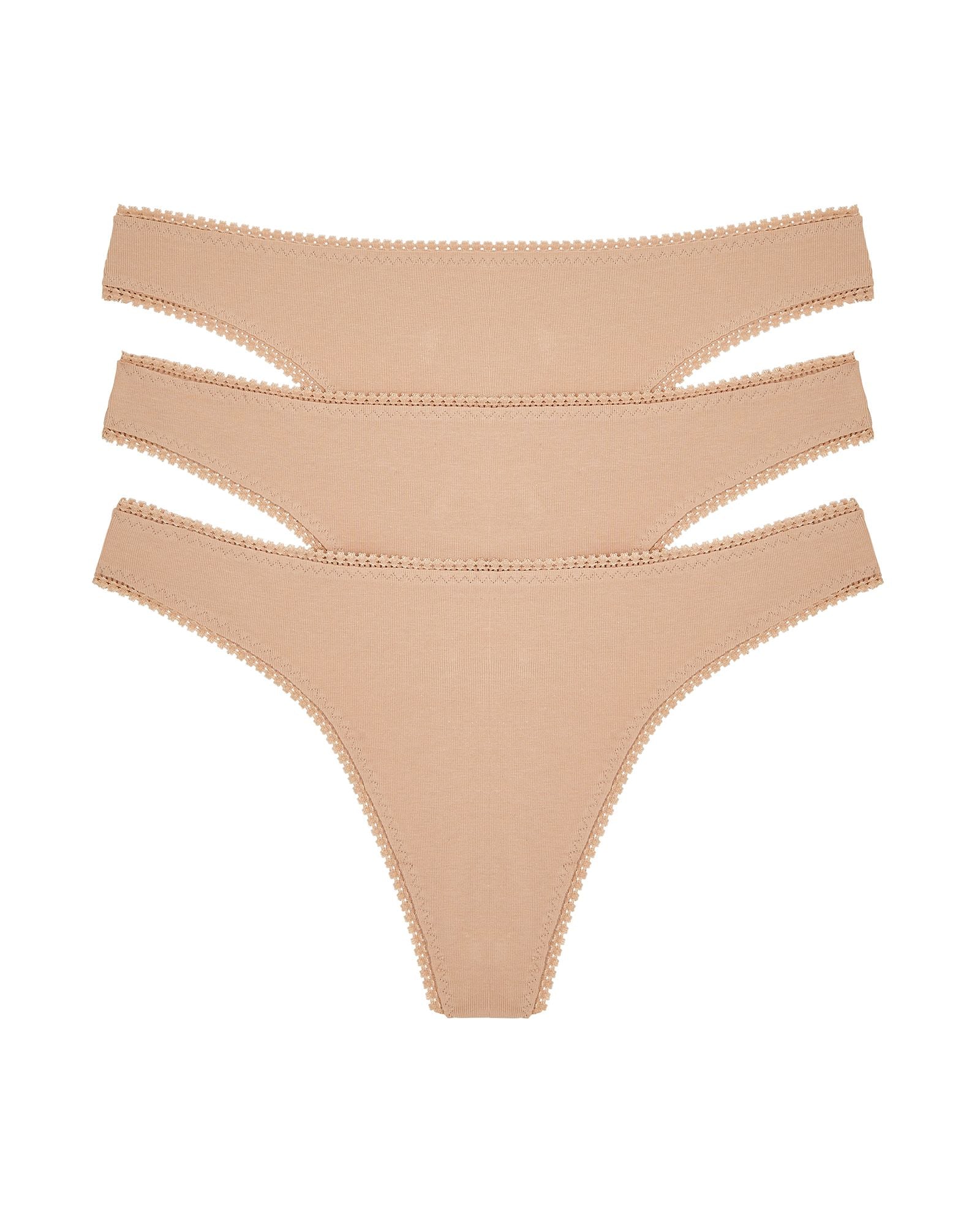 OnGossamer Cabana Cotton Hip G Thong 3 Pack in black