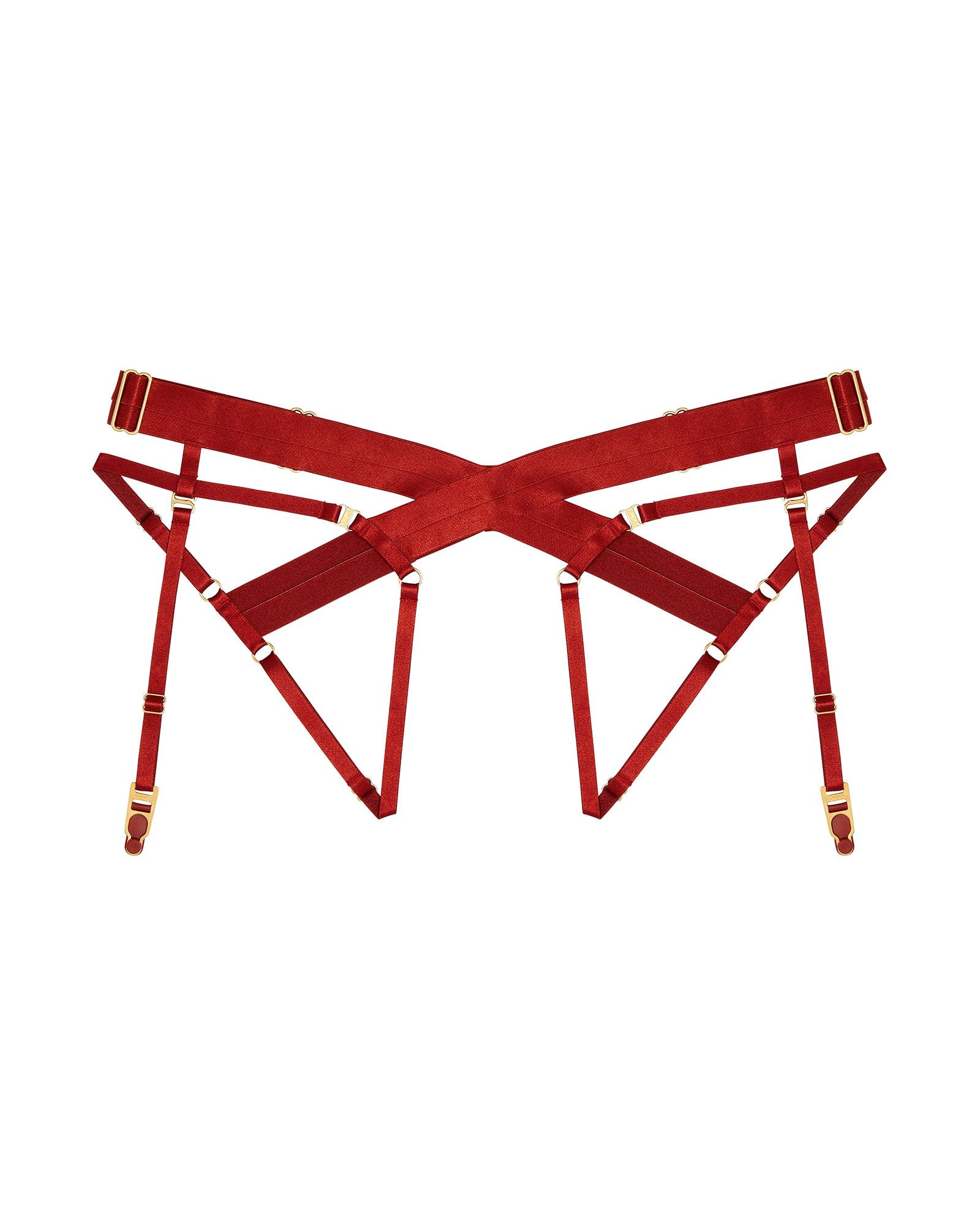 Bordelle Bondage Harness Brief in red