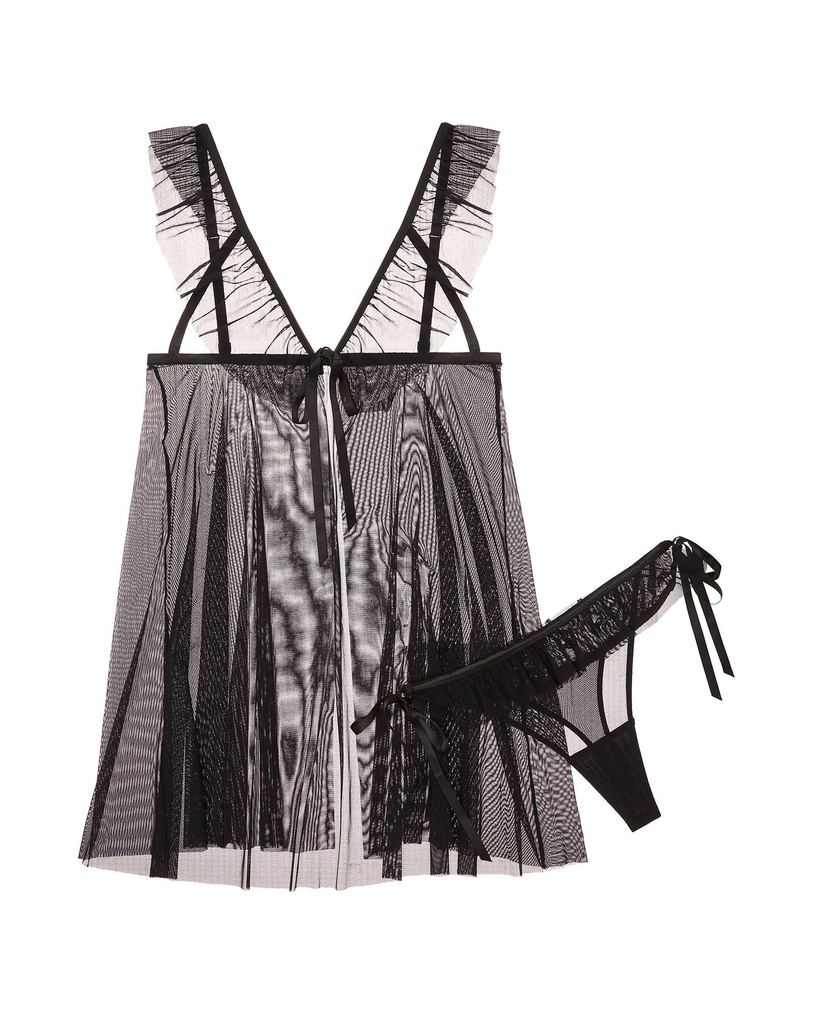 Aubade Boite A Desir Untie Me Babydoll and Tanga Set in black