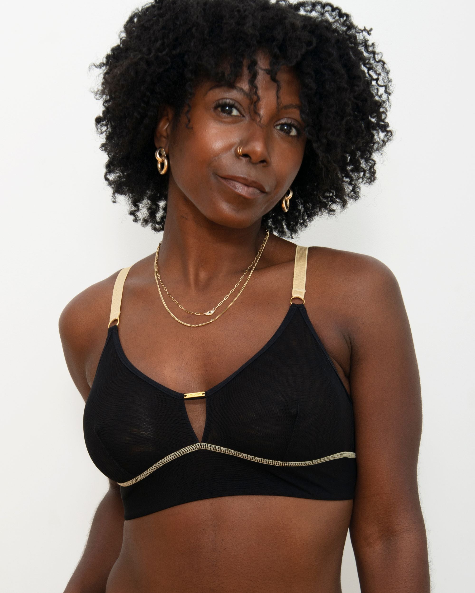 AnaOno Victoria Pocketed Mesh Bralette in black