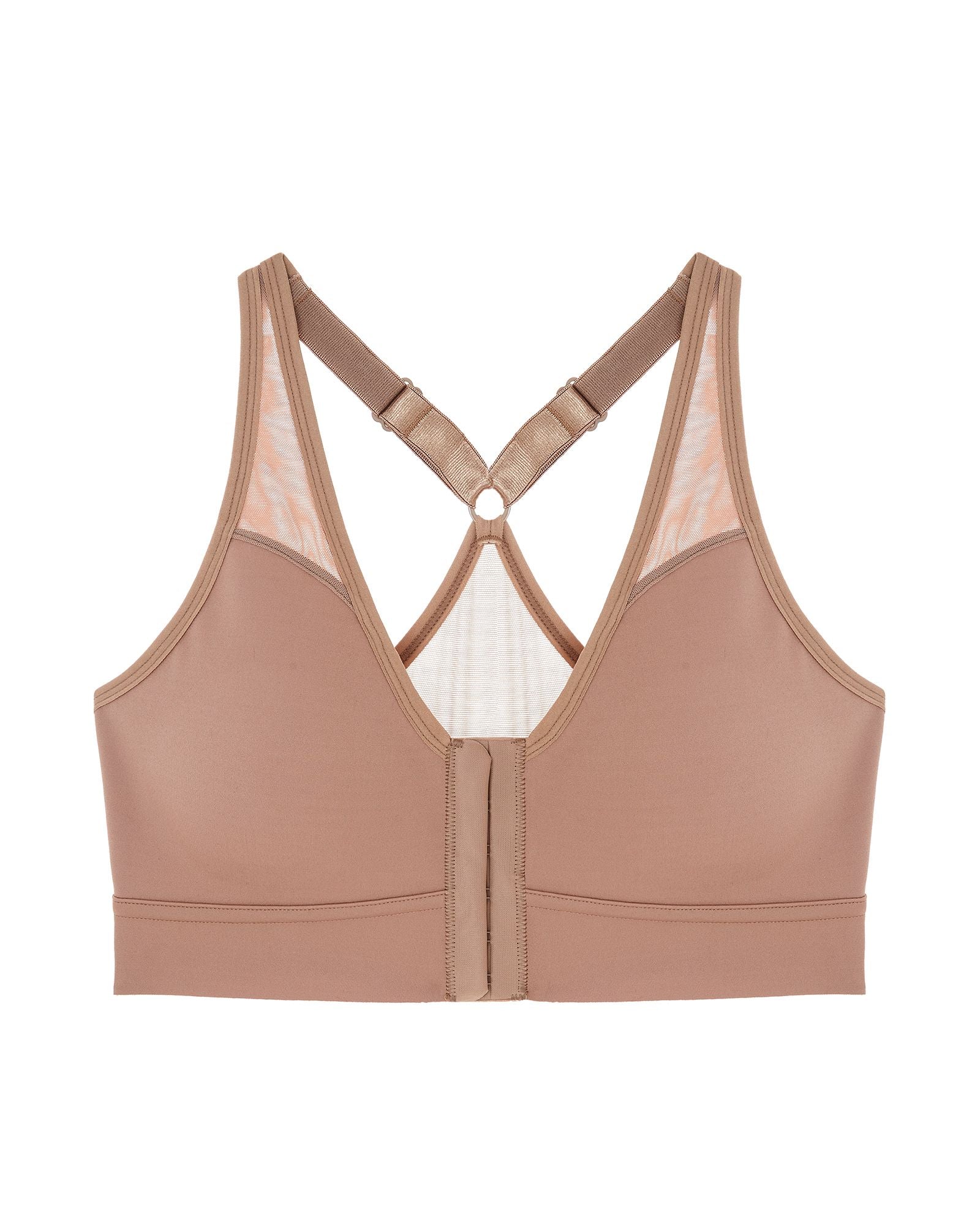 AnaOno Bianca Pocketed Compression Front Close Wireless Bra in beige