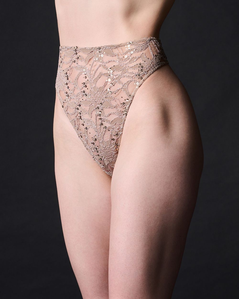 Only Hearts High Point High Cut Thong in beige