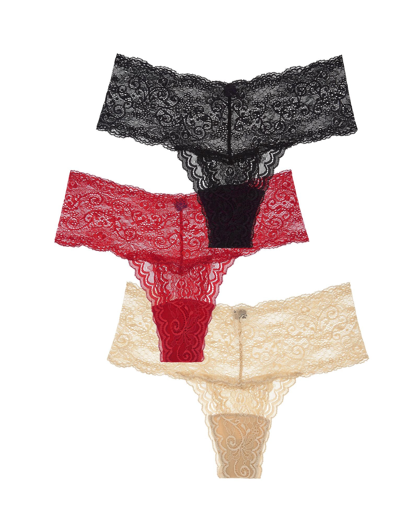 Journelle Sapna Mid-Rise Thong 3 Pack in black