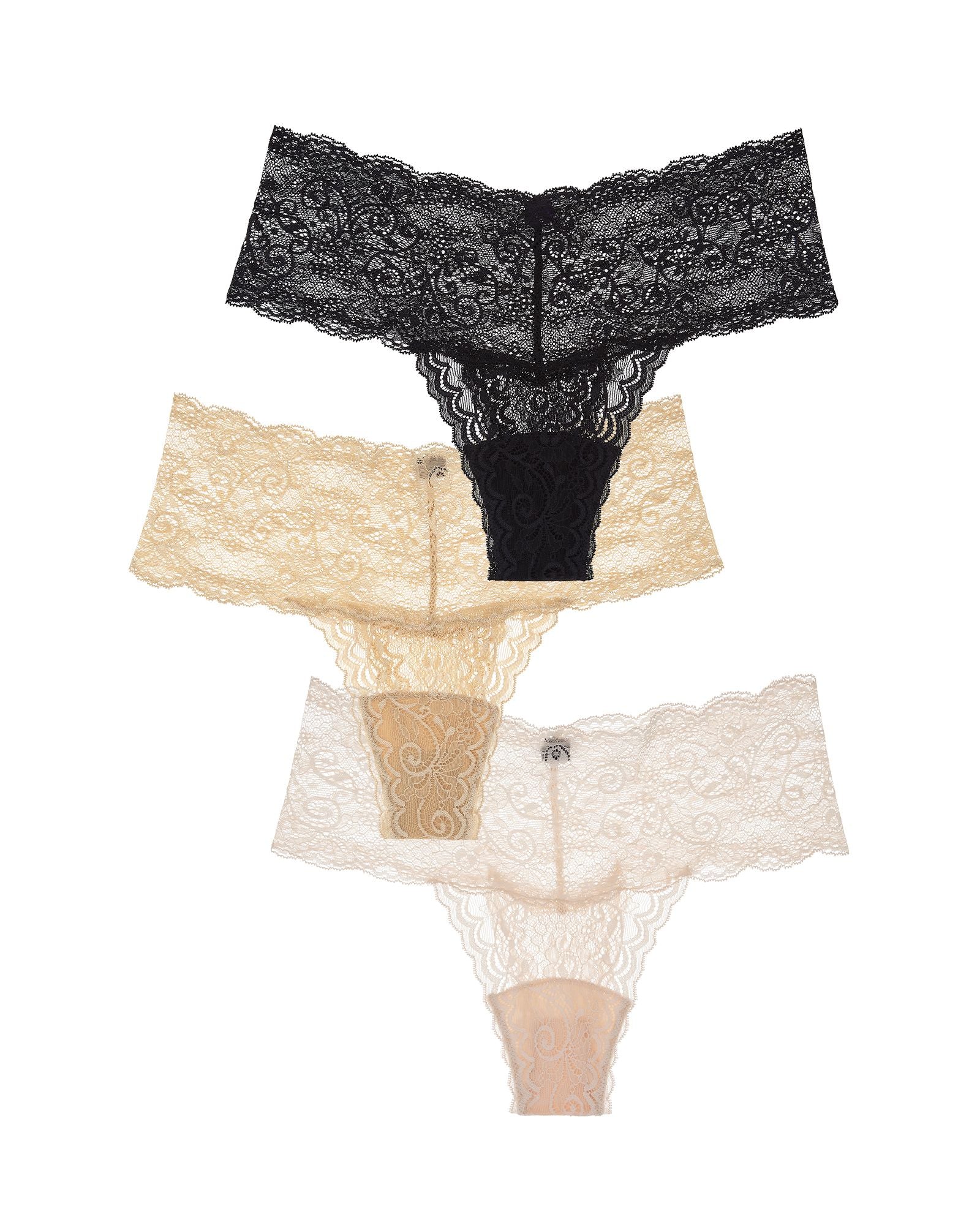 Journelle Sapna Mid-Rise Thong 3 Pack in black