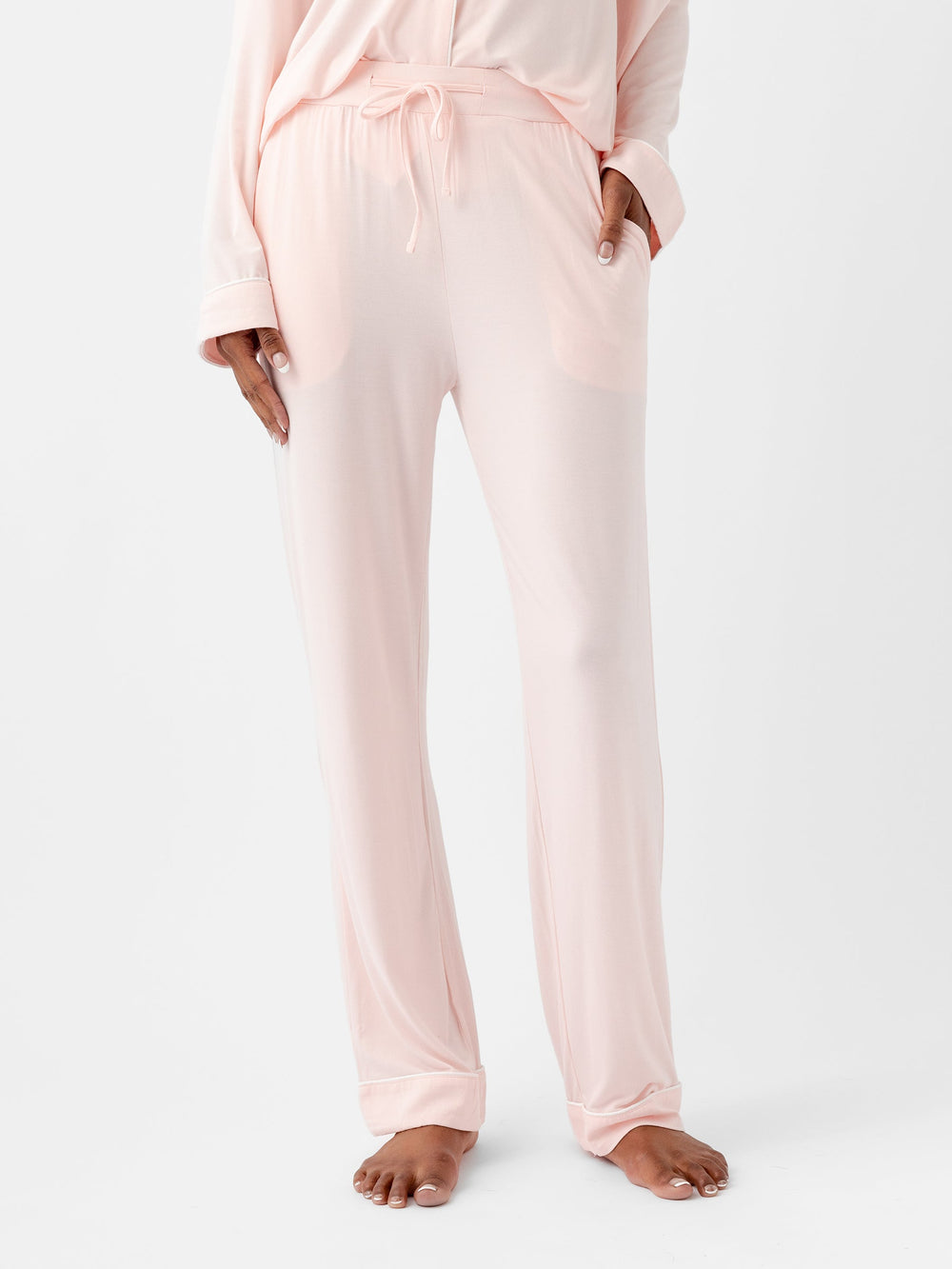 Women's Bamboo Stretch-Knit Pajama Pant - Tall in black - lifestyle | Cozy Earth
