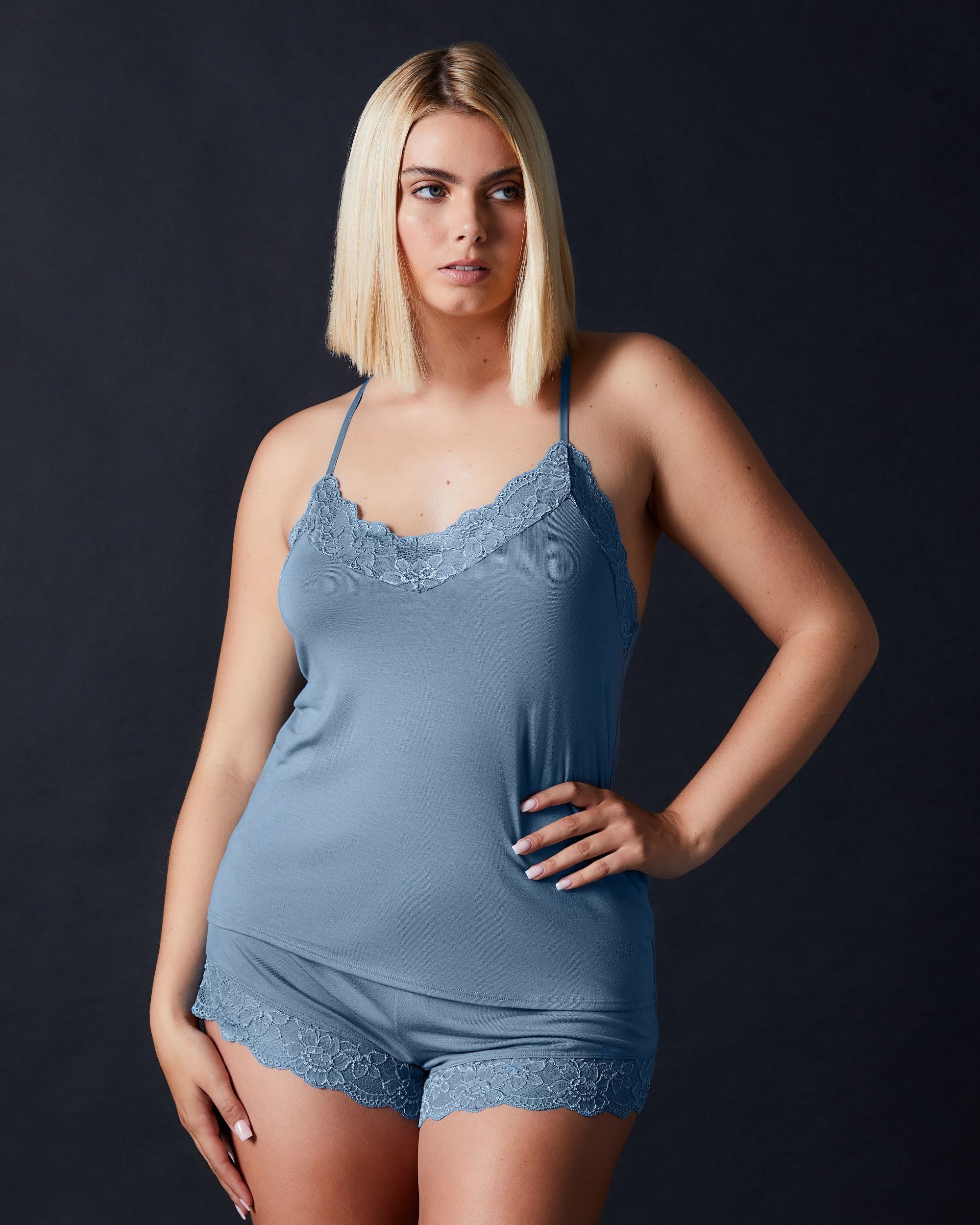 Journelle Emma Cami Tap Short Set in blue
