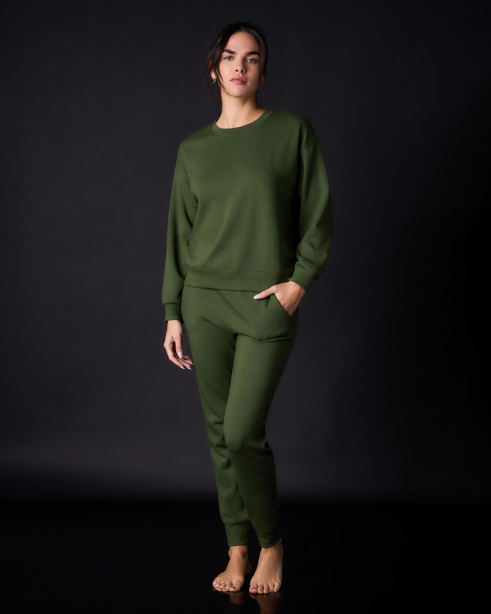 Journelle Sienna Sweatshirt Jogger Set in green
