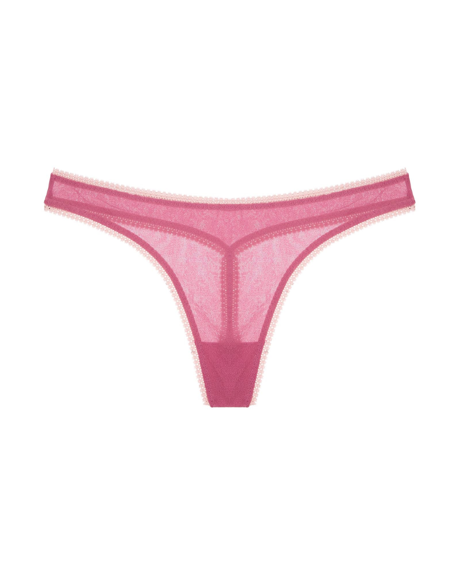 OnGossamer Solid Mesh Hip-G Thong in pink