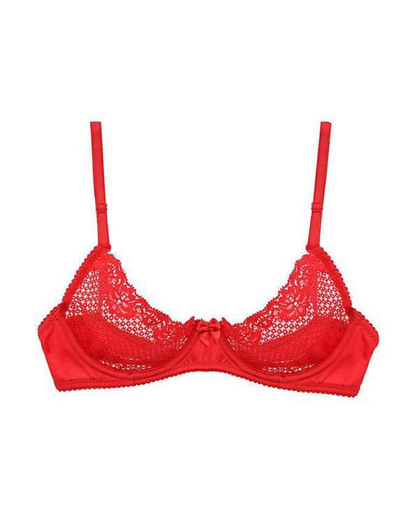 Timpa Duet Lace Underwire Demi Bra in red