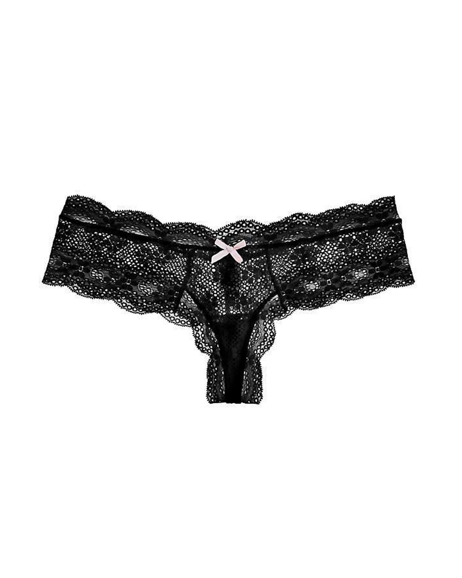 Eberjey India Lace Low-Rise Boythong in black