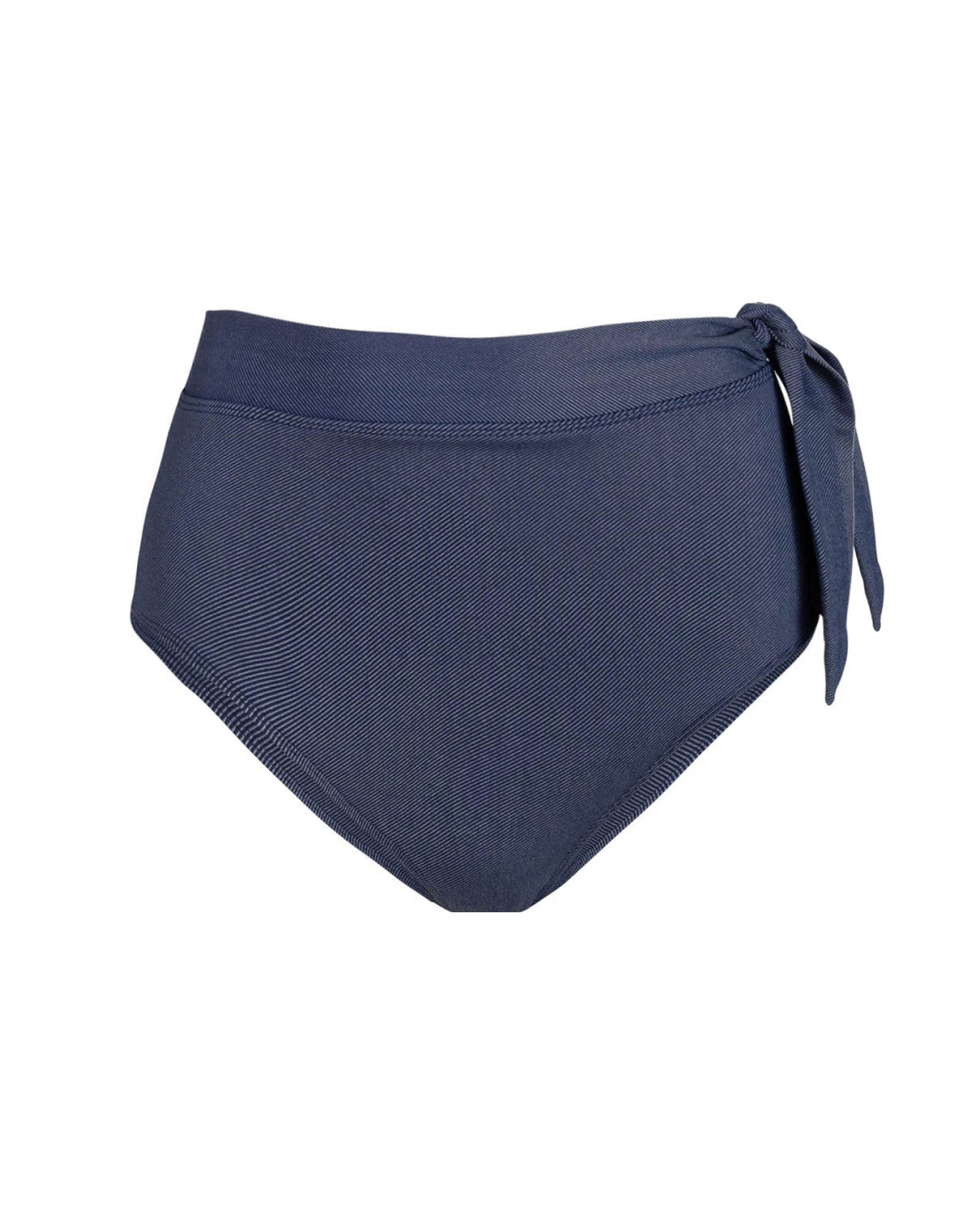 Change Of Scenery Side Tie High Waist Swim Bottom in blue