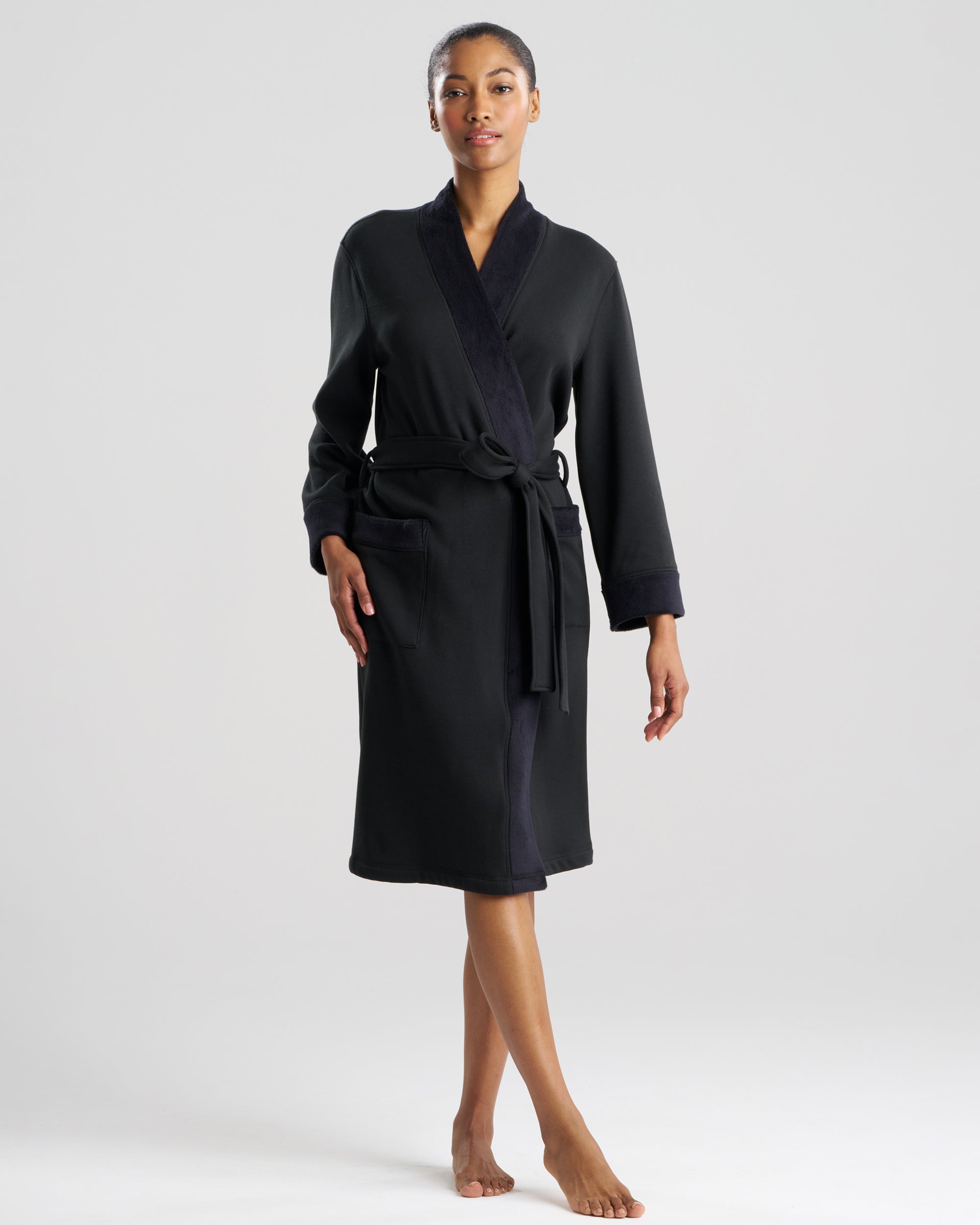 Natori Cozy Knit Robe in black