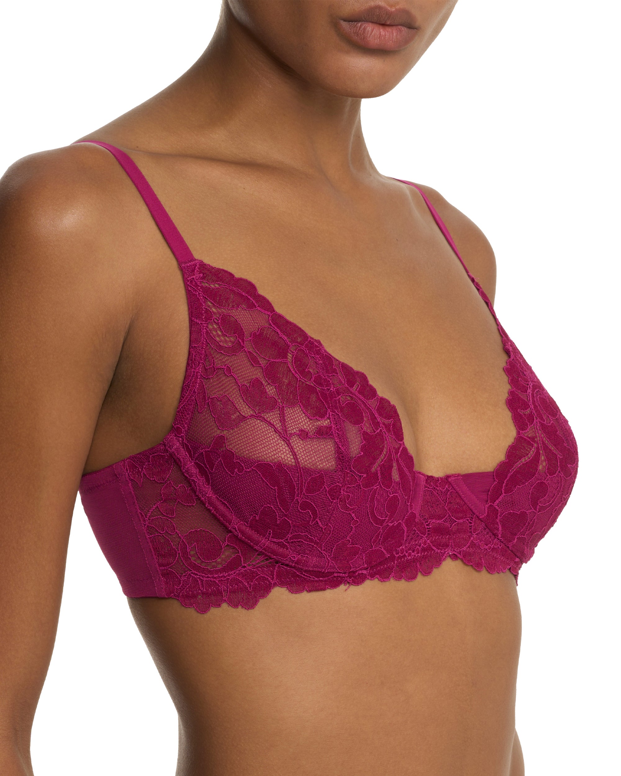 Natori Peony Unlined Underwire Bra in red