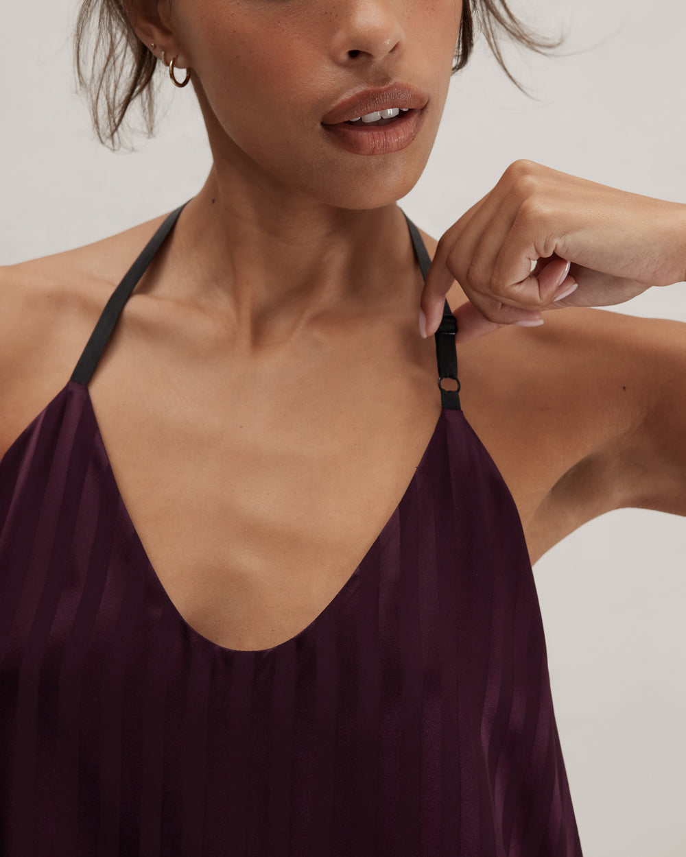 Lunya Washable Silk Striped Jacquard Cami Pant Set in red