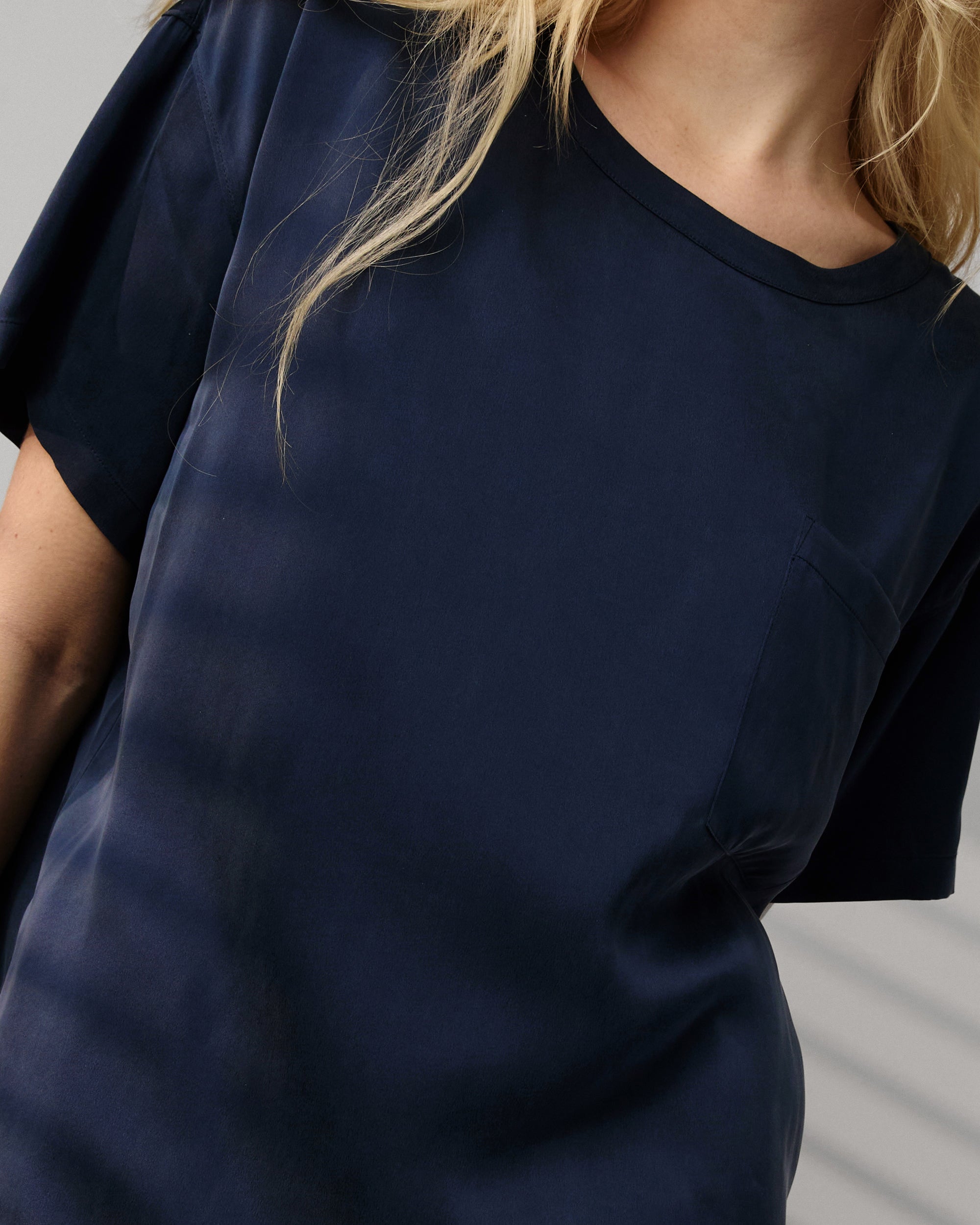 Lunya Washable Silk Tee Short Set in blue