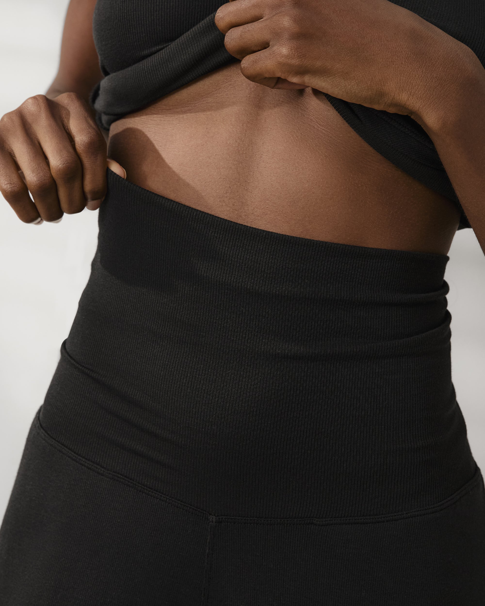 Lunya Soft Modal Foldover pant in black