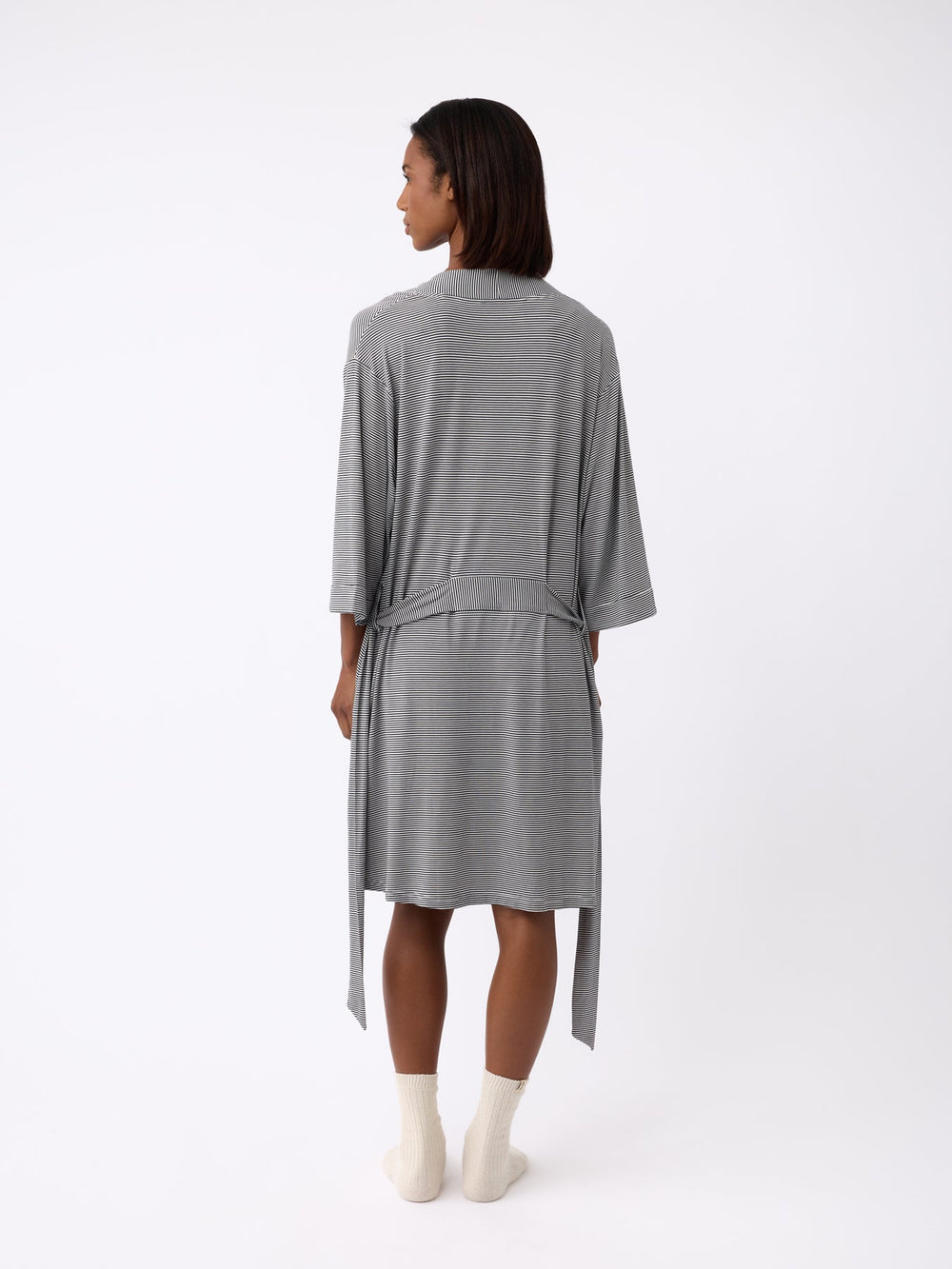 Women's Bamboo Stretch-Knit Kimono Robe in gray | Cozy Earth