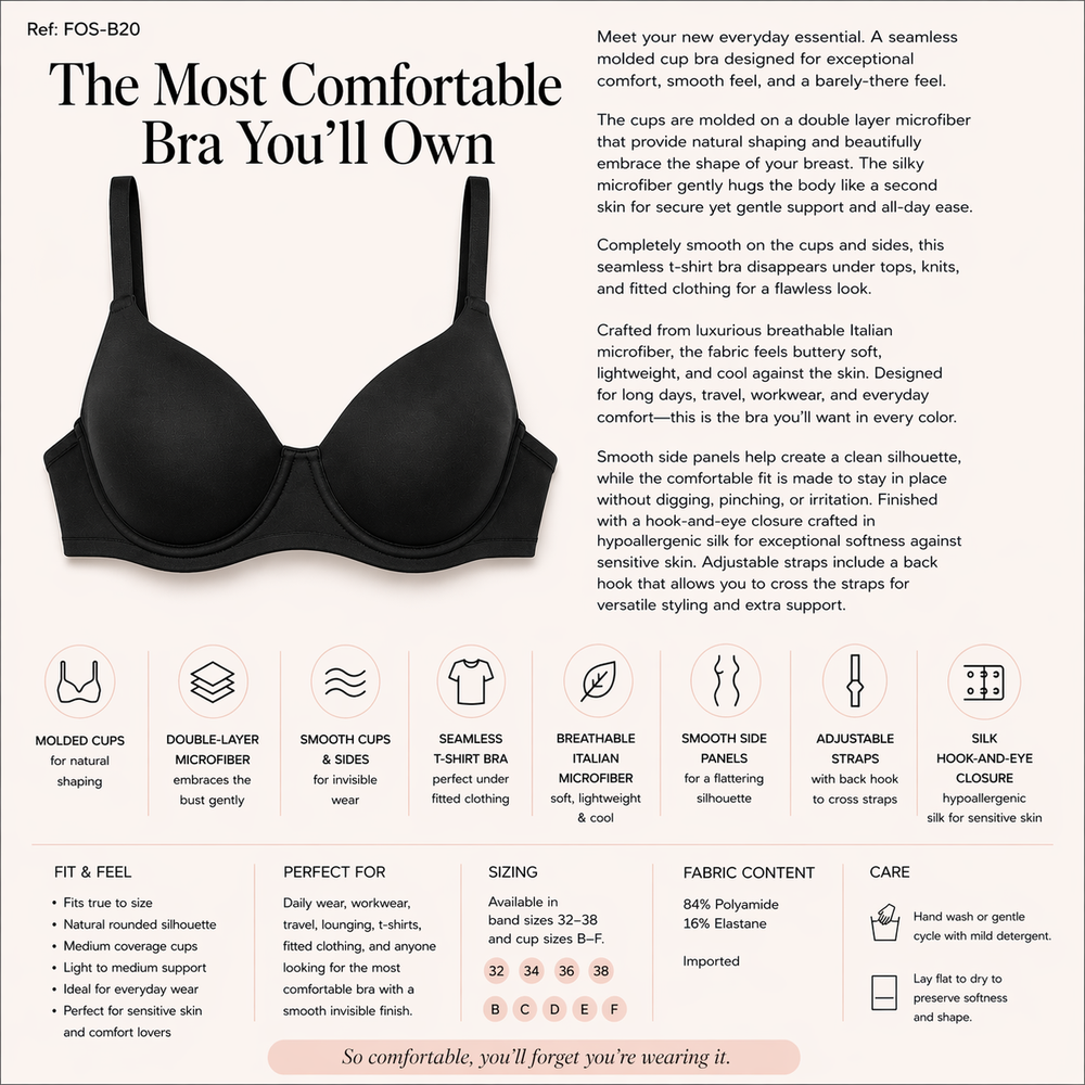 ☁️FOS-B20 Lightweight Microfiber Comfort Bra in pink | huit-lingerie