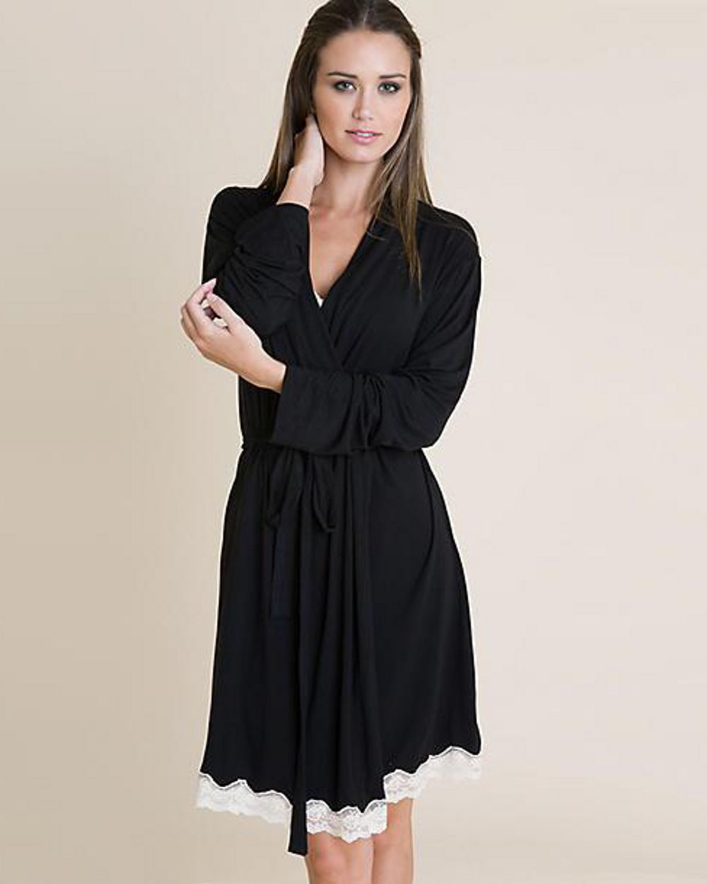 Eberjey Lady Godiva Classic Robe in black
