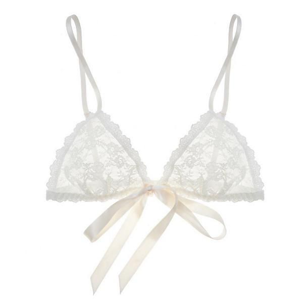 Hanky Panky Peek-A-Boo Lace Front Tie Bralette in white
