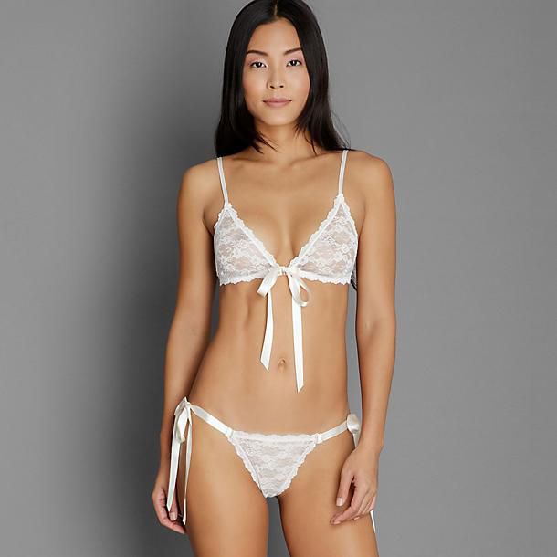 Hanky Panky Peek-A-Boo Lace Side Tie Bikini in white