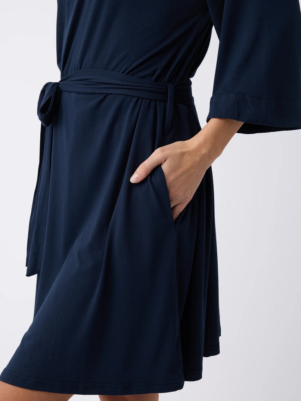Women's Bamboo Stretch-Knit Kimono Robe in gray | Cozy Earth