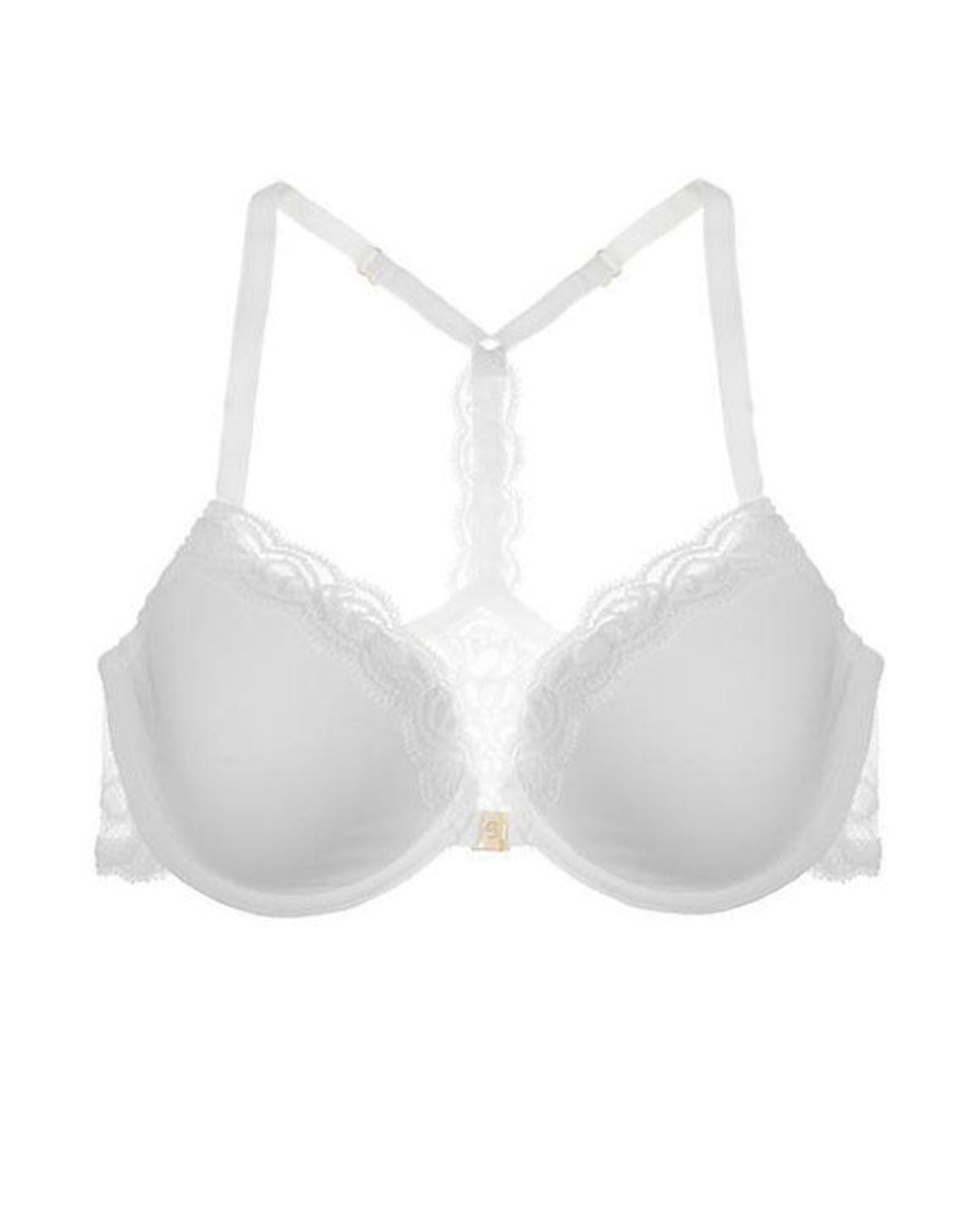 Natori Feathers Front Close T-Back Bra in white
