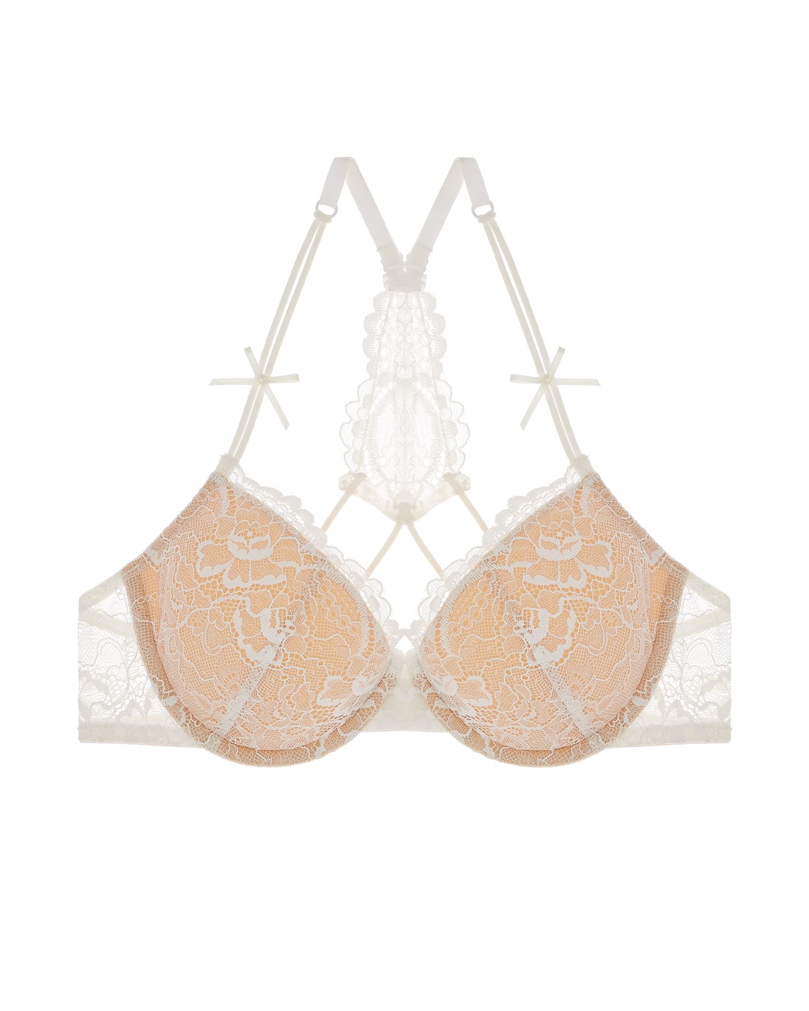 Samantha Chang All Lace Underwire T-Back Bra in white