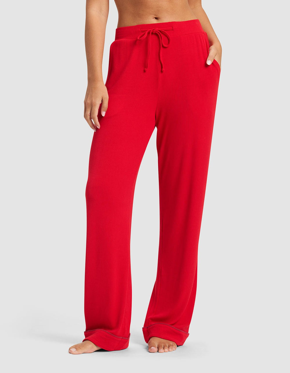 Women's Bamboo Rib-Knit Classic Pajama Pant in blue | Cozy Earth