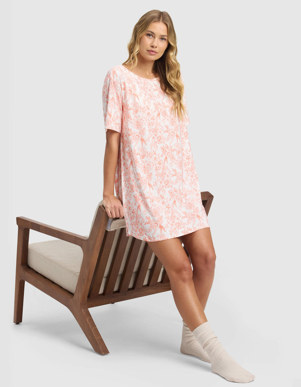 Women's Bamboo Stretch-Knit Sleep Dress in blue | Cozy Earth