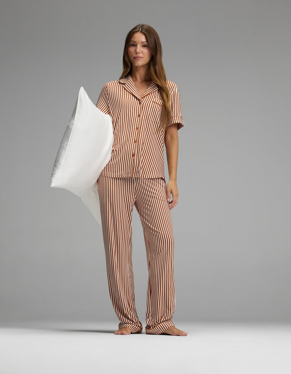 Women's Bamboo Stretch-Knit Pajama Pant (Collective) in pink | Cozy Earth