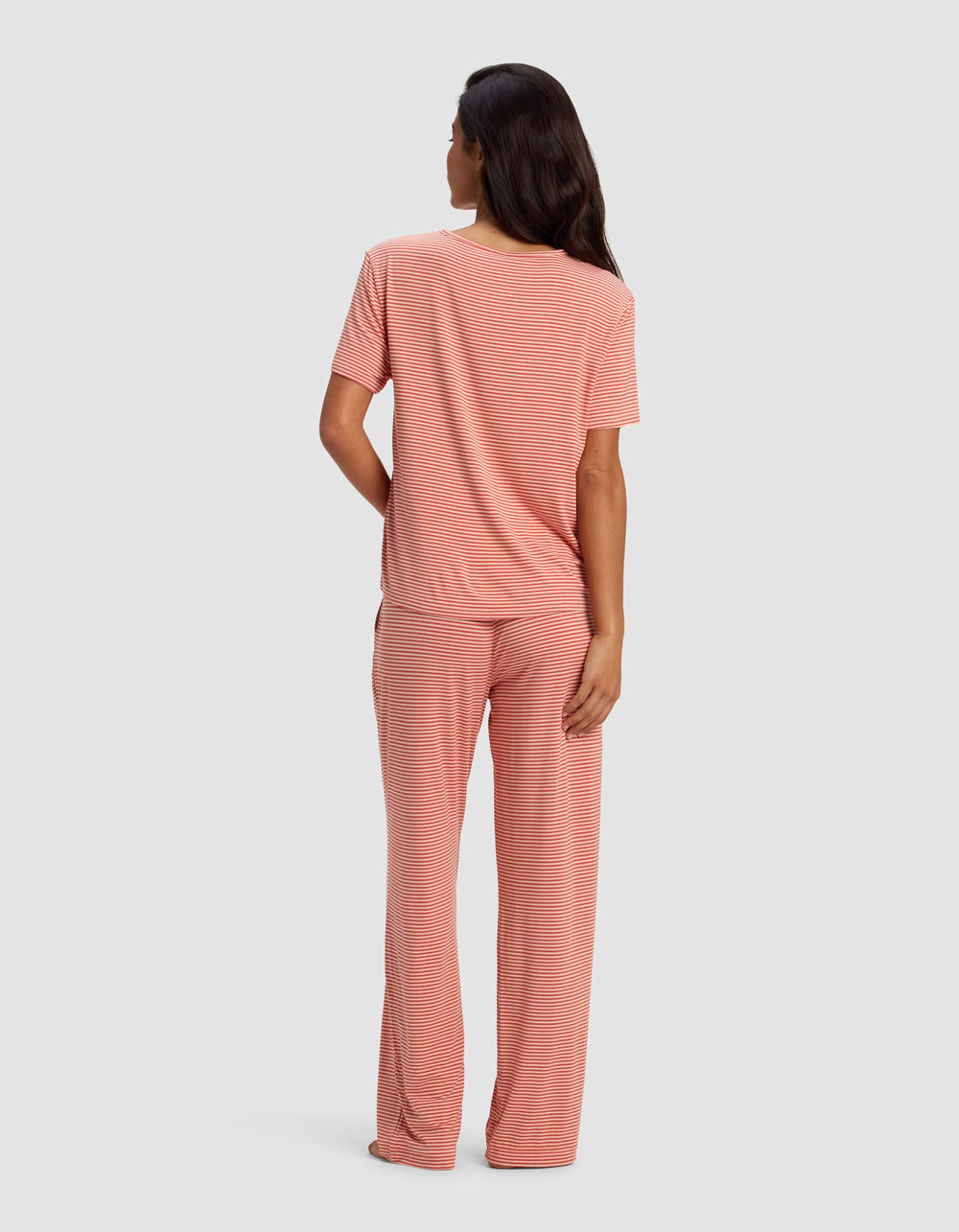 Women's Bamboo Stretch-Knit Lounge Tee & Pants Set in pink | Cozy Earth