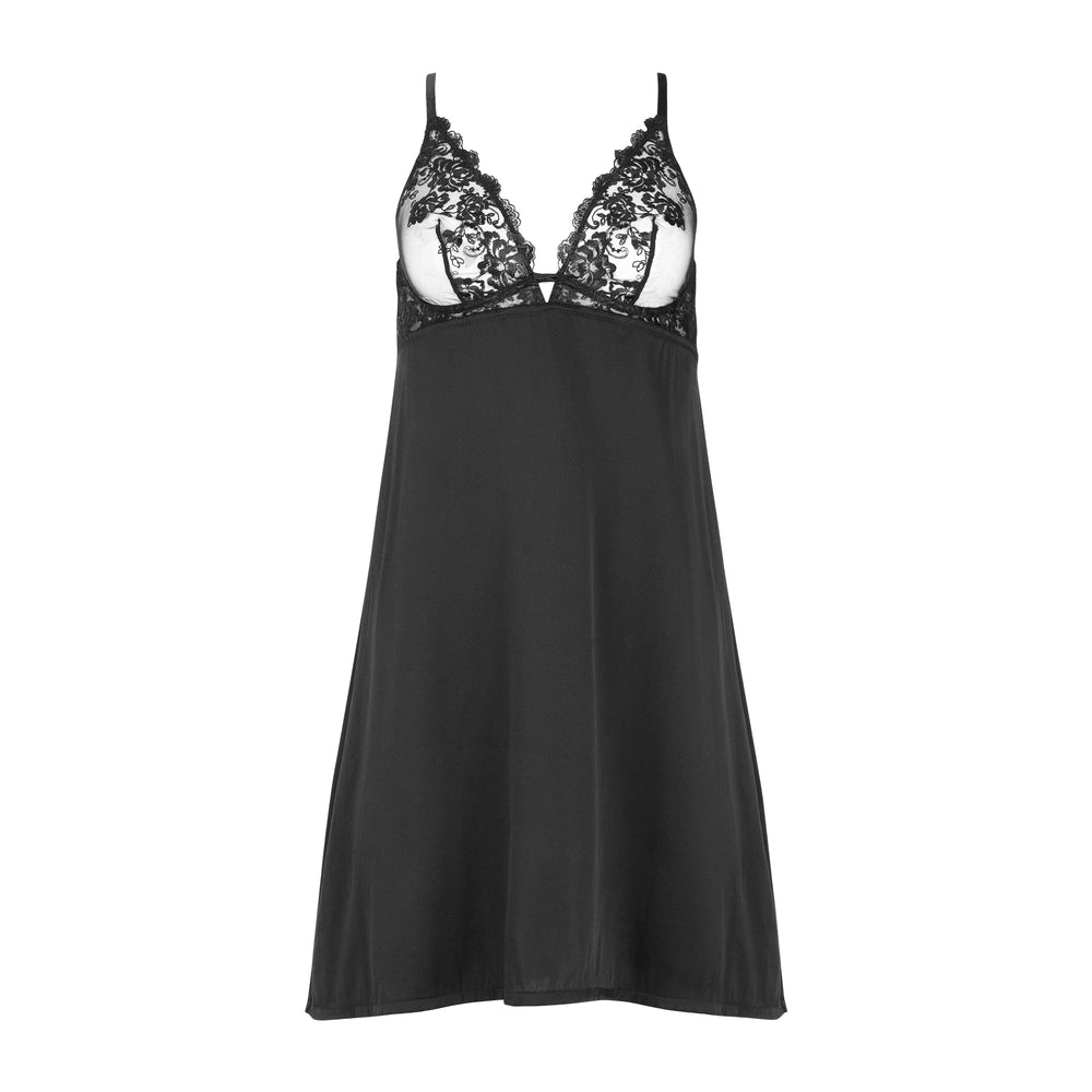 Claire de Lune Silk Babydoll in black | huit-lingerie