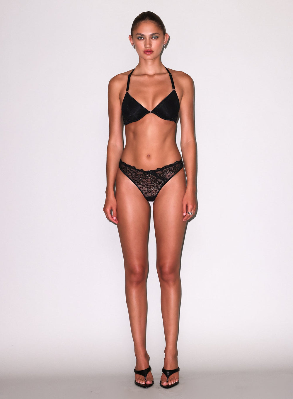 Fleur du Mal Bianca Lace Racerback Bra in black
